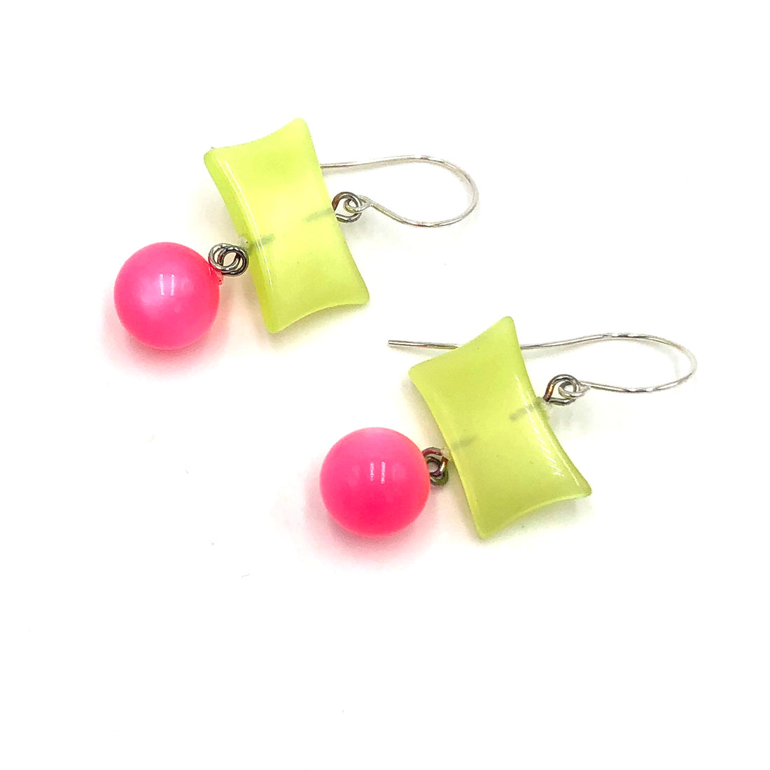 Neon Yellow &amp; Neon Pink Moonglow Statement Earrings