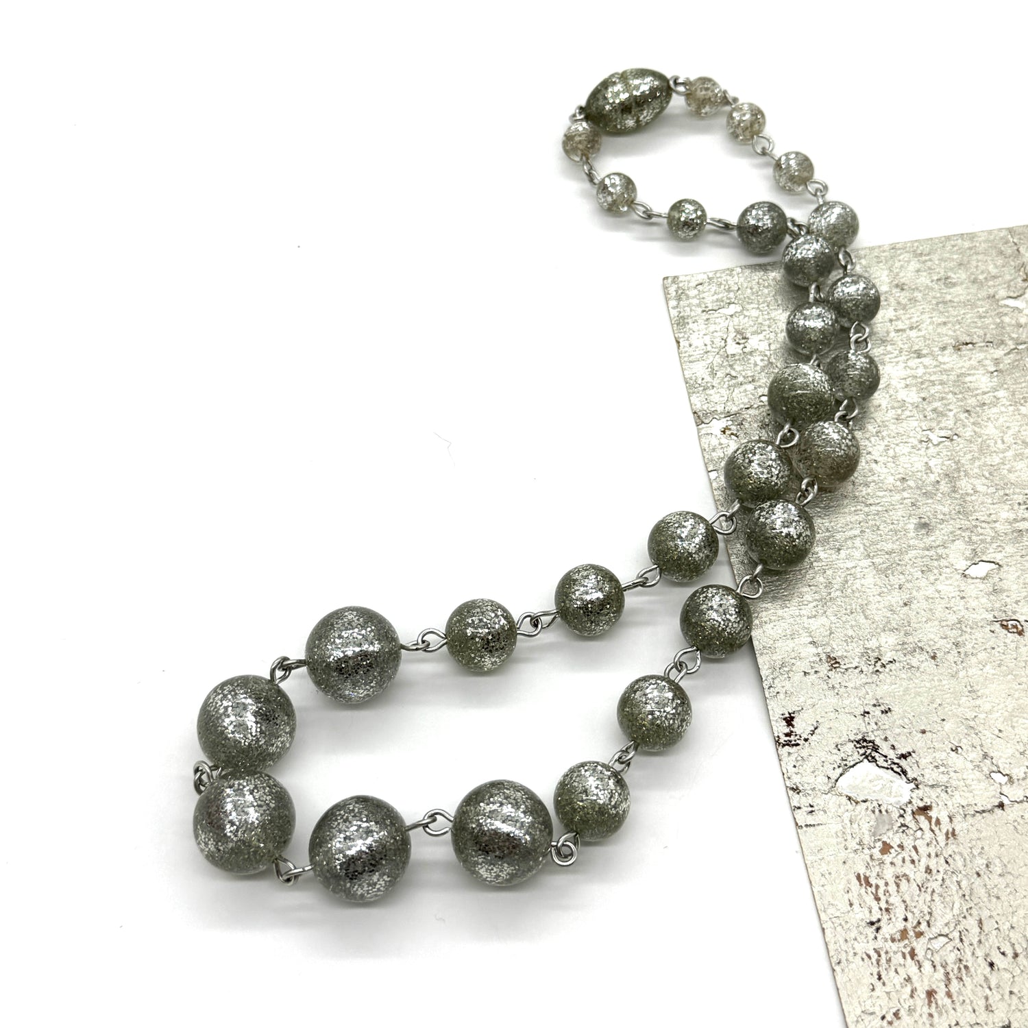 OOAK 2024 Glitter Chunky Magda Necklace - SILVER - 20&quot;