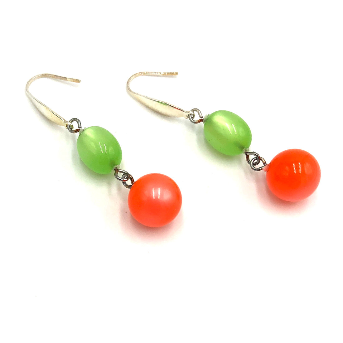 Lime Green &amp; Neon Orange Moonglow Statement Earrings