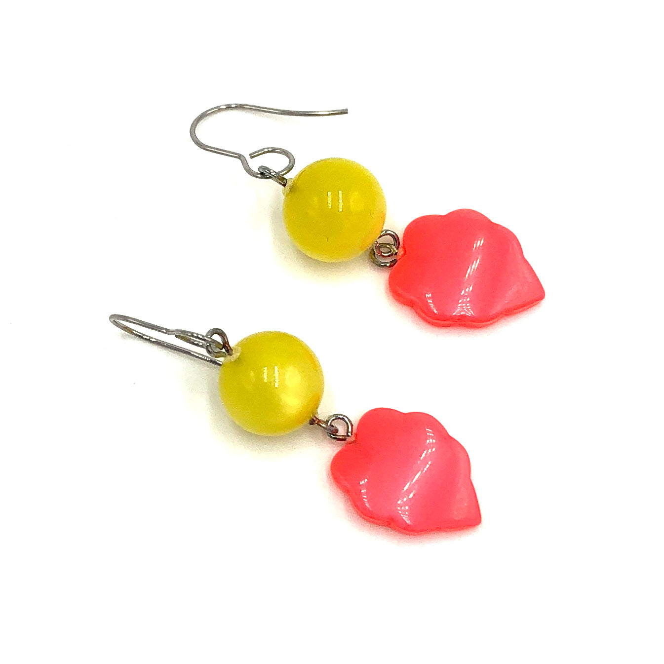 Yellow &amp; Neon Orange Leaf Moonglow Statement Earrings