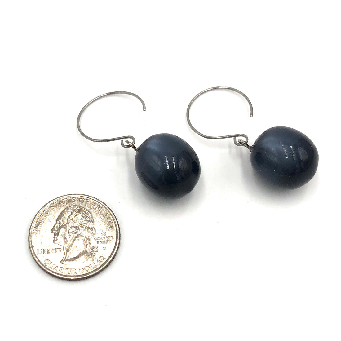 Charcoal Grey Moonglow Statement Earrings