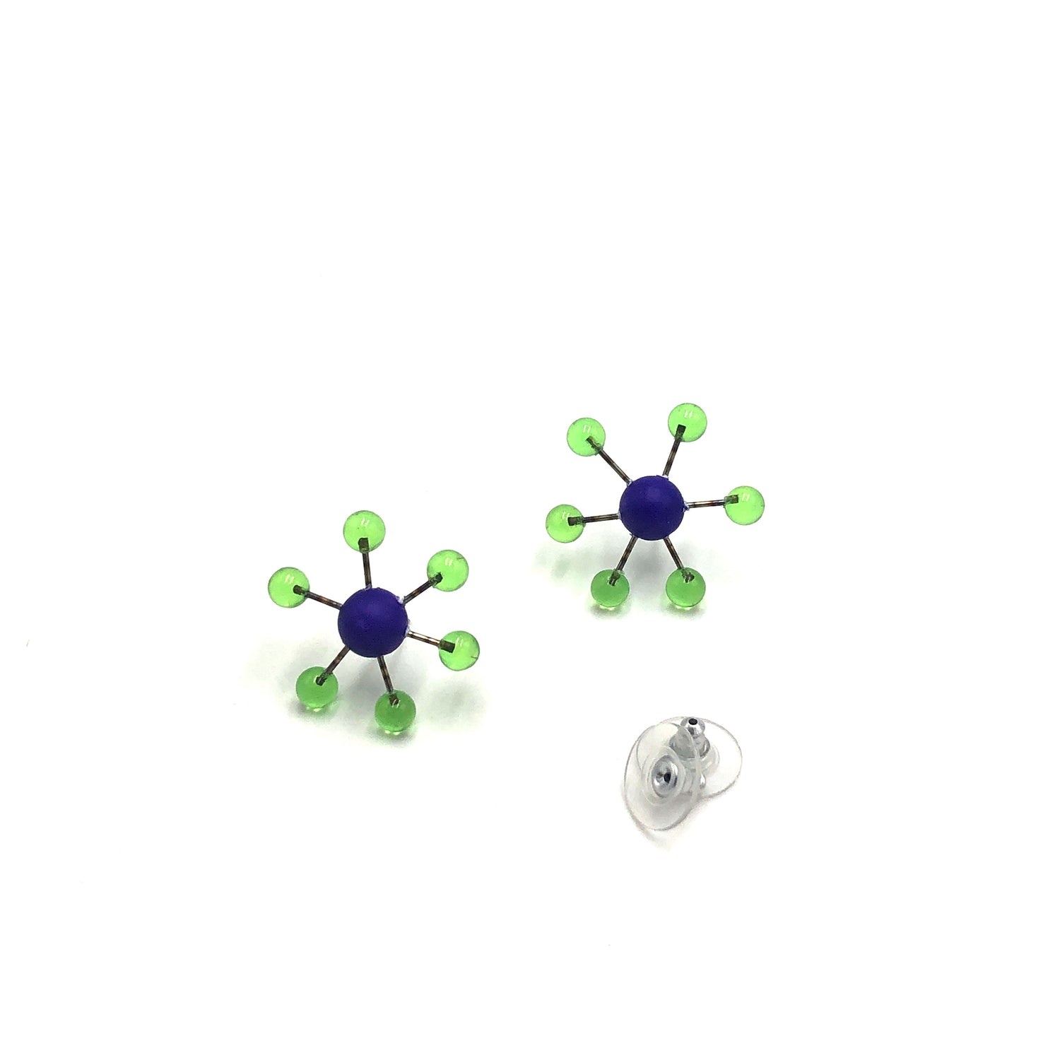 Cobalt &amp; Green Sputnik Earrings