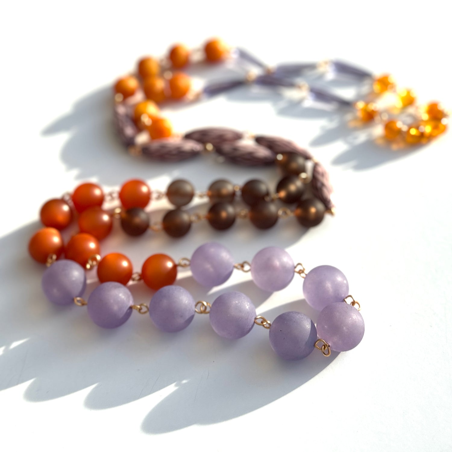 Periwinkle Copper Rosary-Chained Rope Necklace