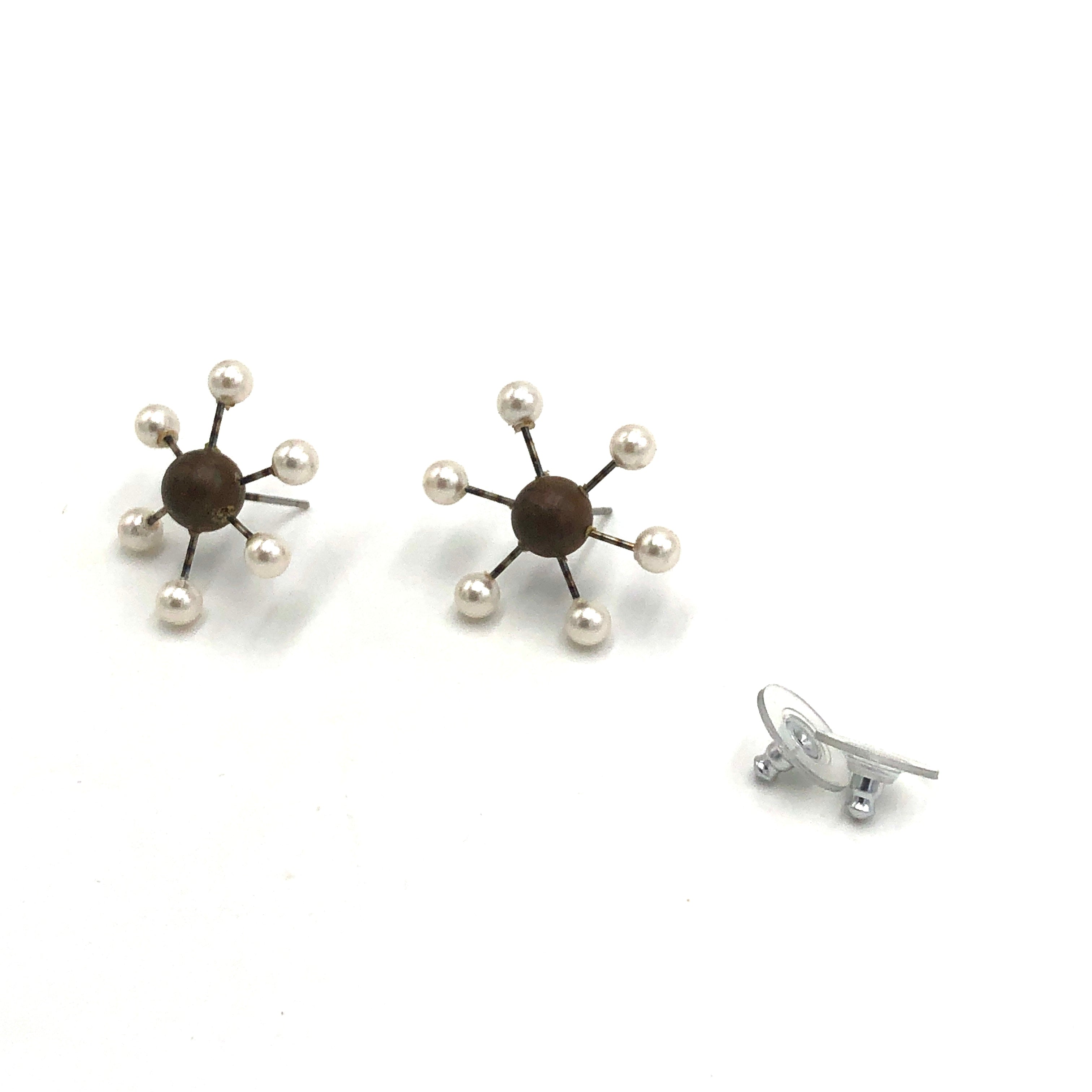 Chocolate &amp; Pearly Sputnik Earrings