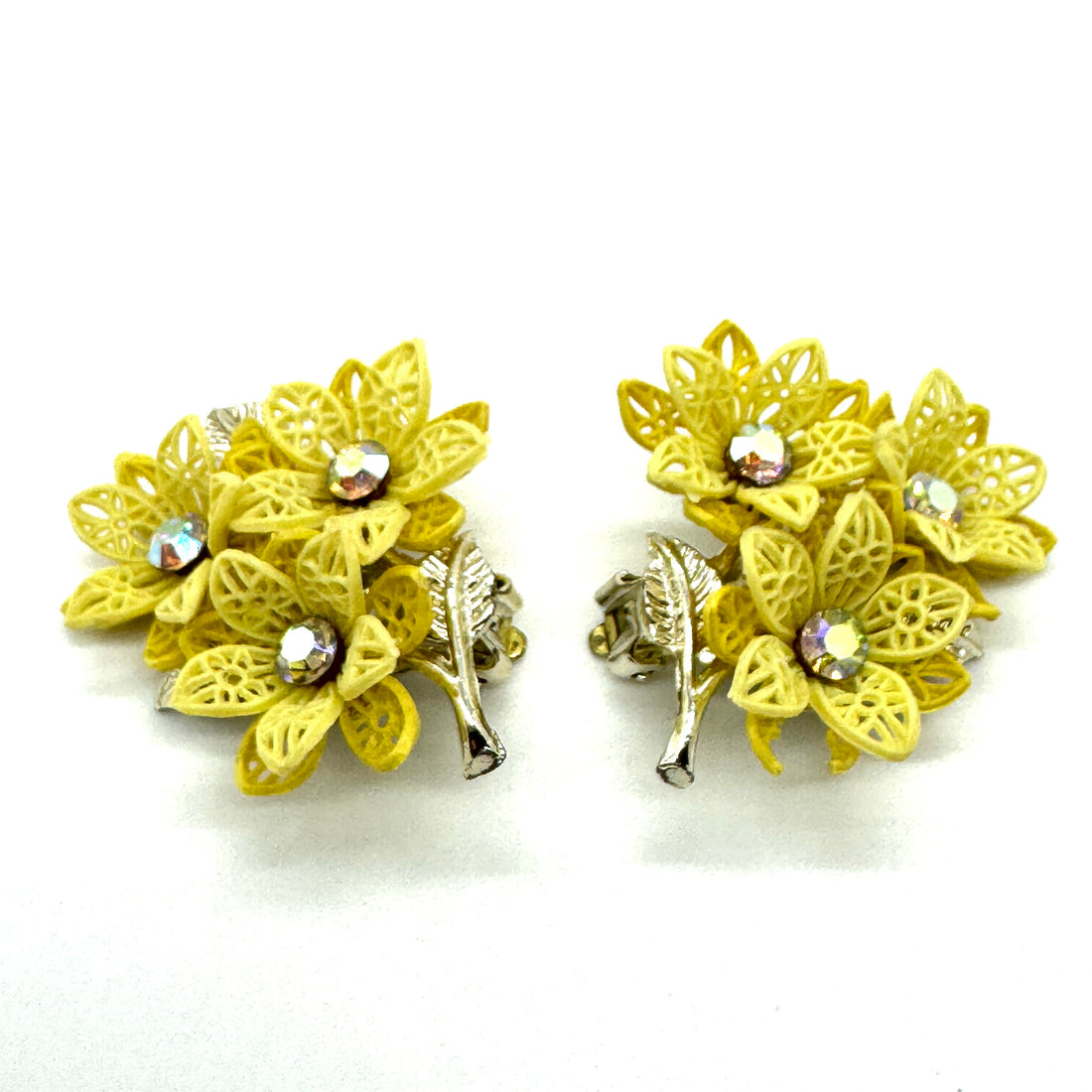 Vintage Yellow Foral Clip On Earrings - As IS *Final Sale