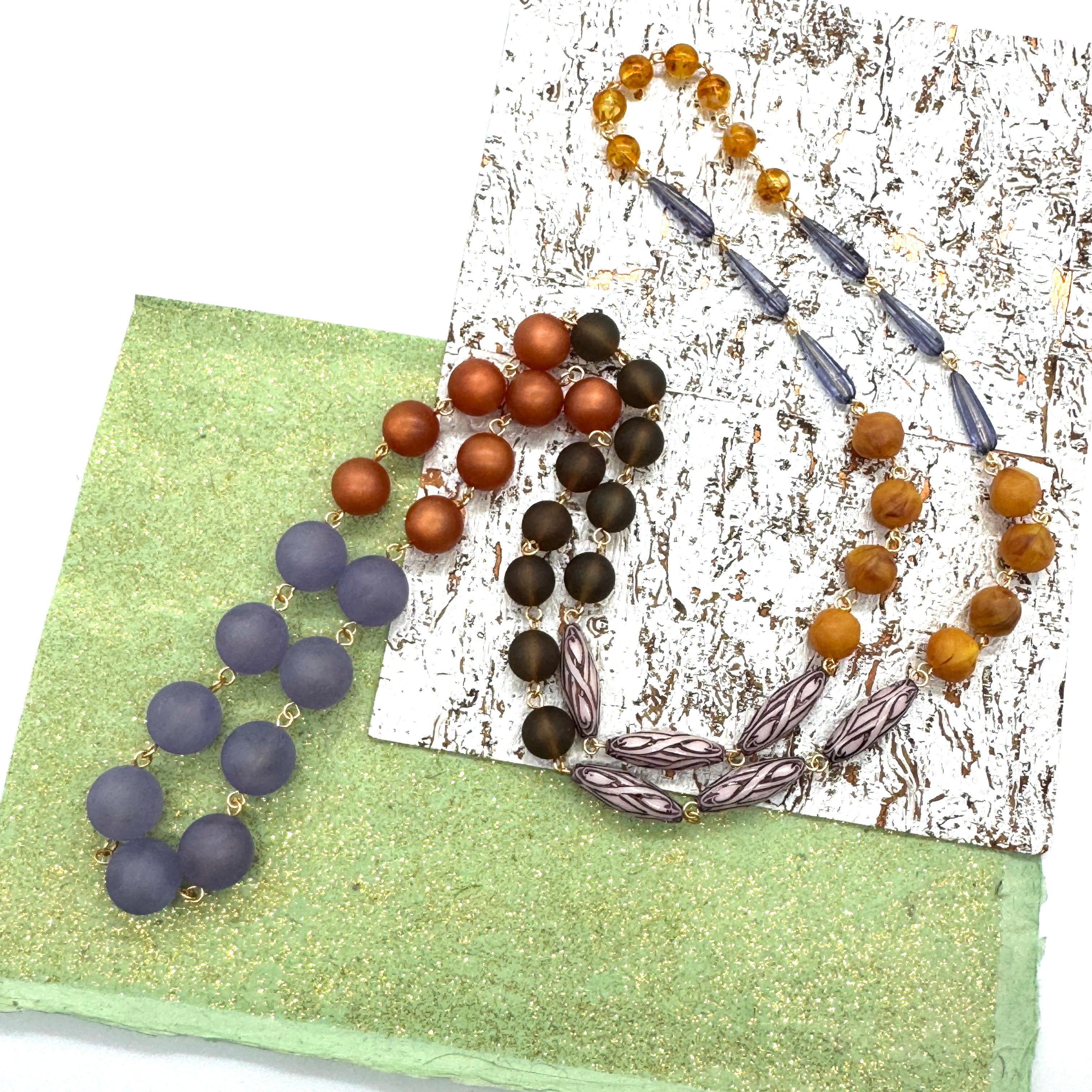 Periwinkle Copper Rosary-Chained Rope Necklace