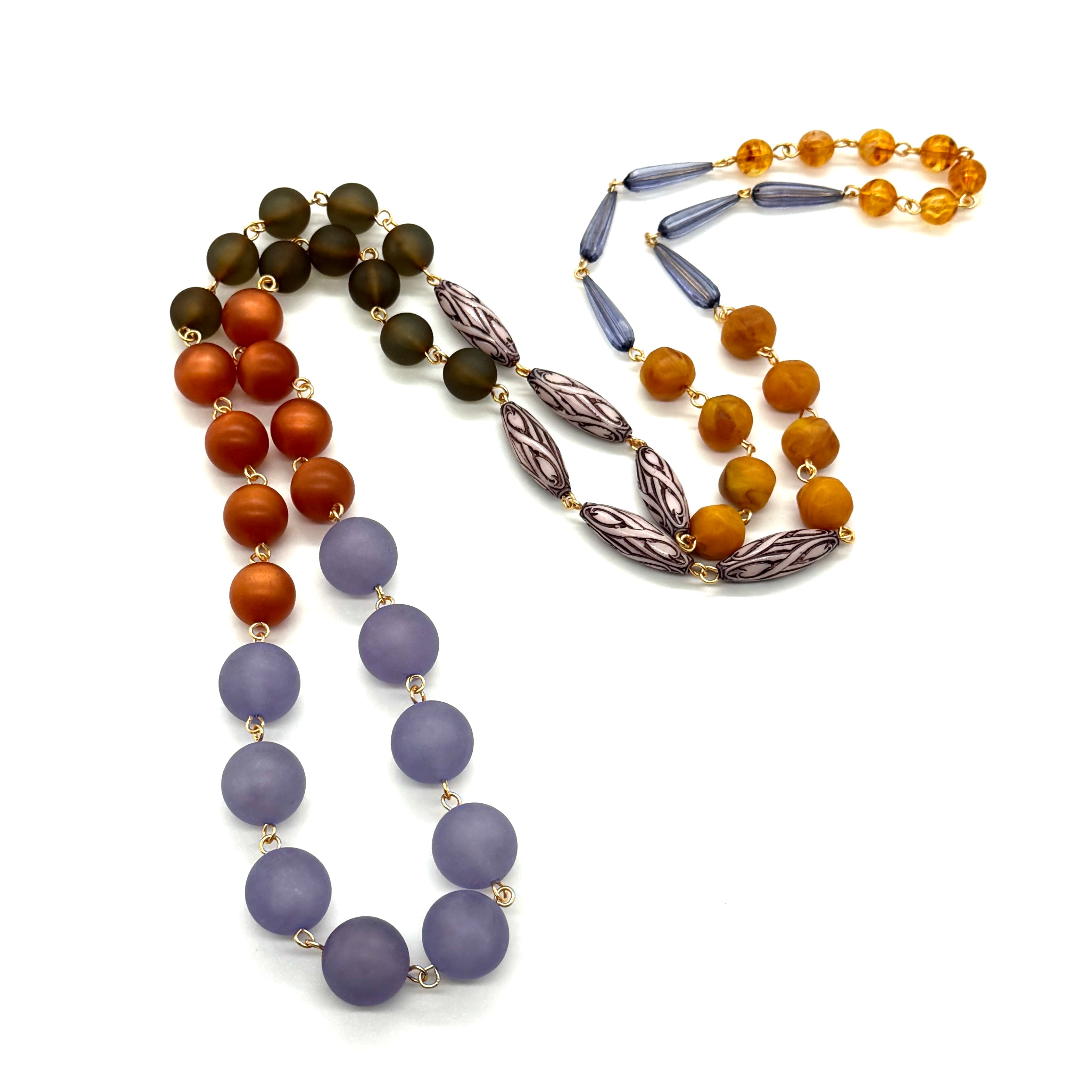 Periwinkle Copper Rosary-Chained Rope Necklace