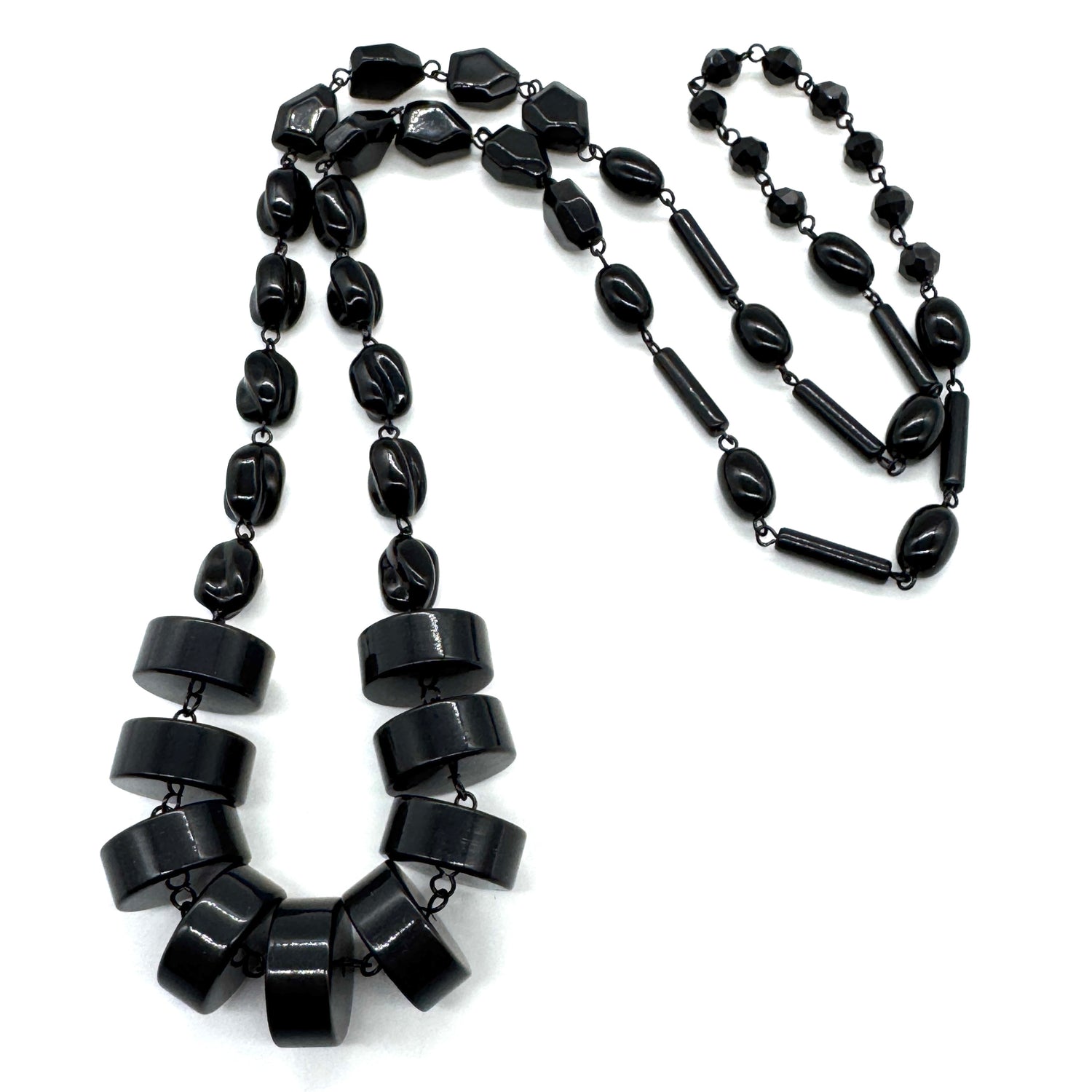 Midnight Stacked Rosary-Chained Rope Necklace