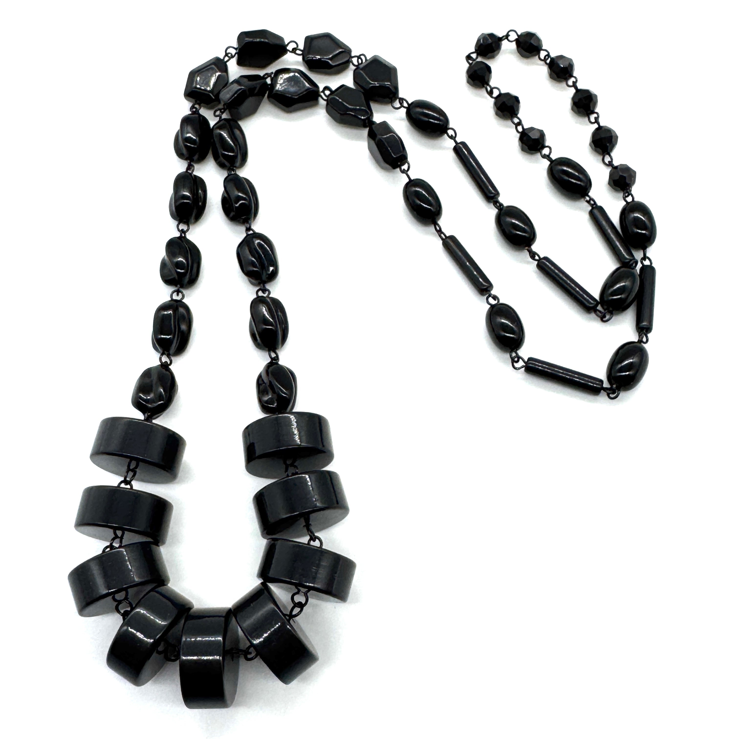 Midnight Stacked Rosary-Chained Rope Necklace