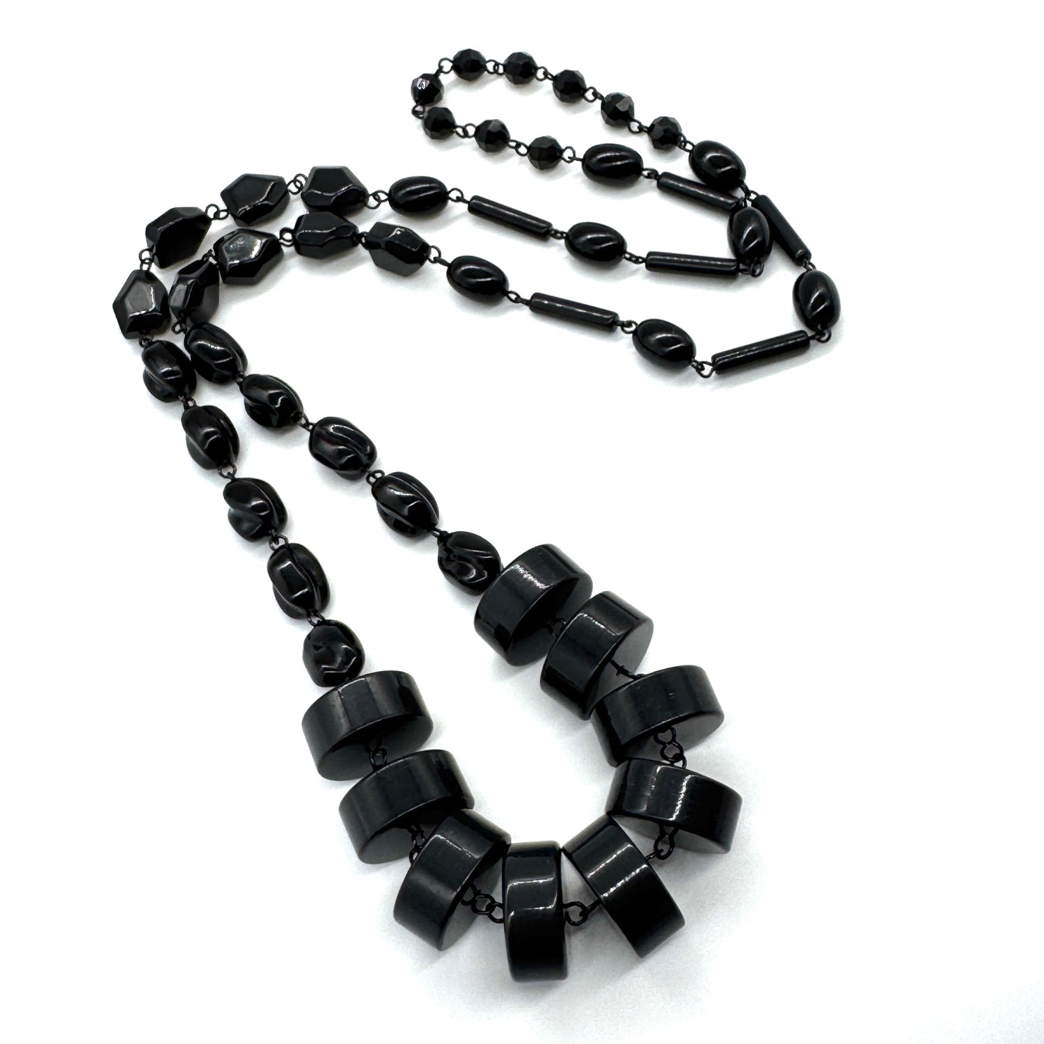 Midnight Stacked Rosary-Chained Rope Necklace