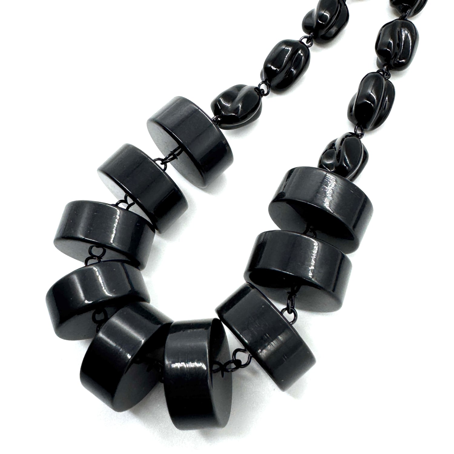 Midnight Stacked Rosary-Chained Rope Necklace