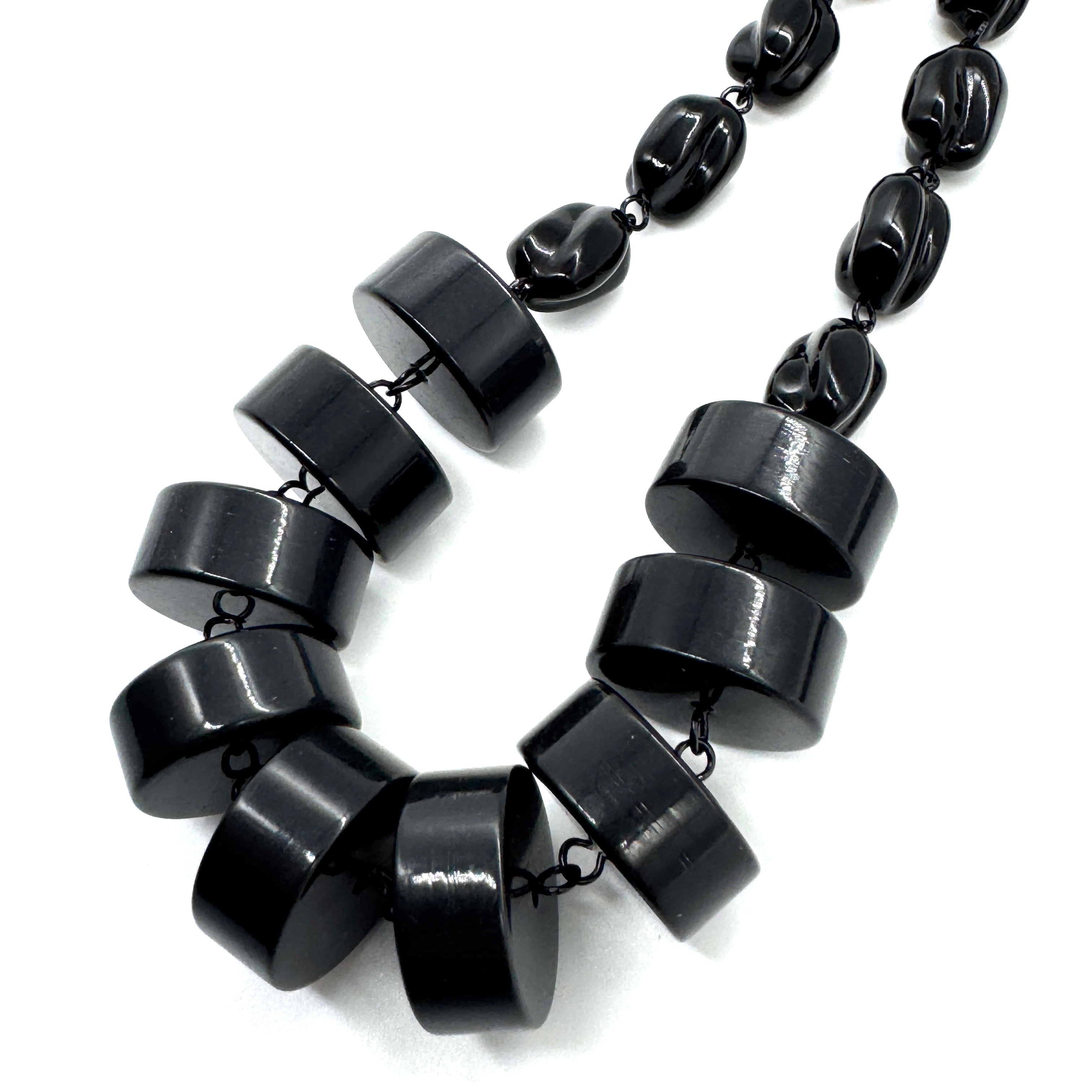 Midnight Stacked Rosary-Chained Rope Necklace