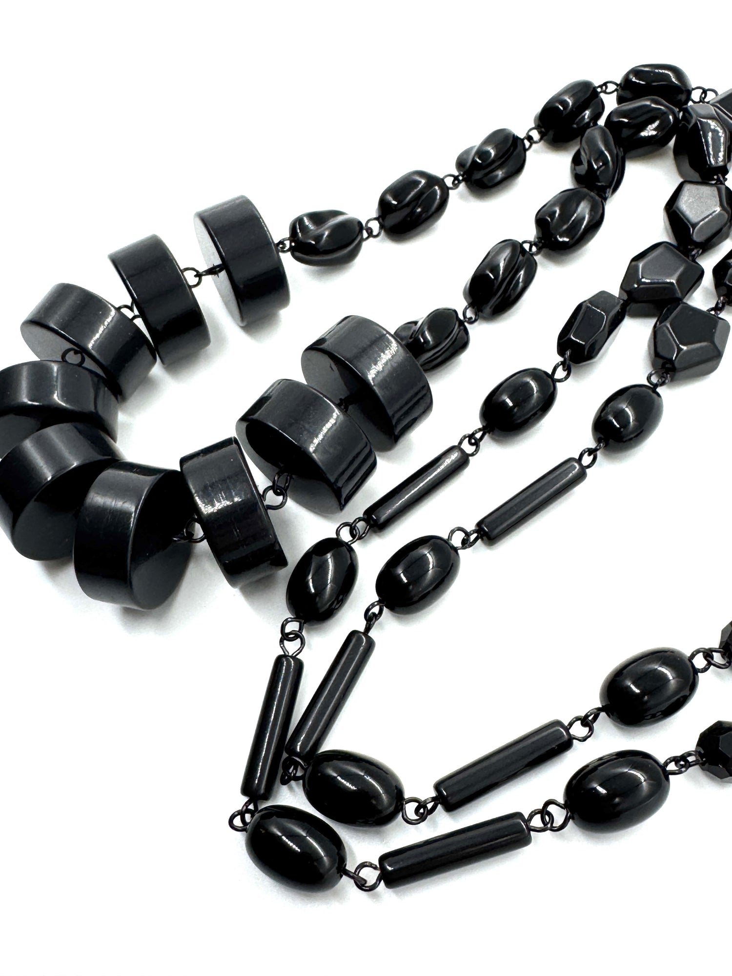 Midnight Stacked Rosary-Chained Rope Necklace