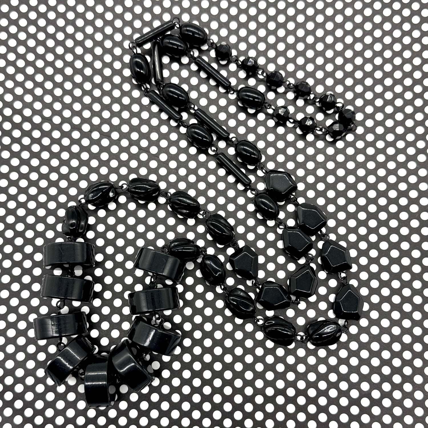 Midnight Stacked Rosary-Chained Rope Necklace