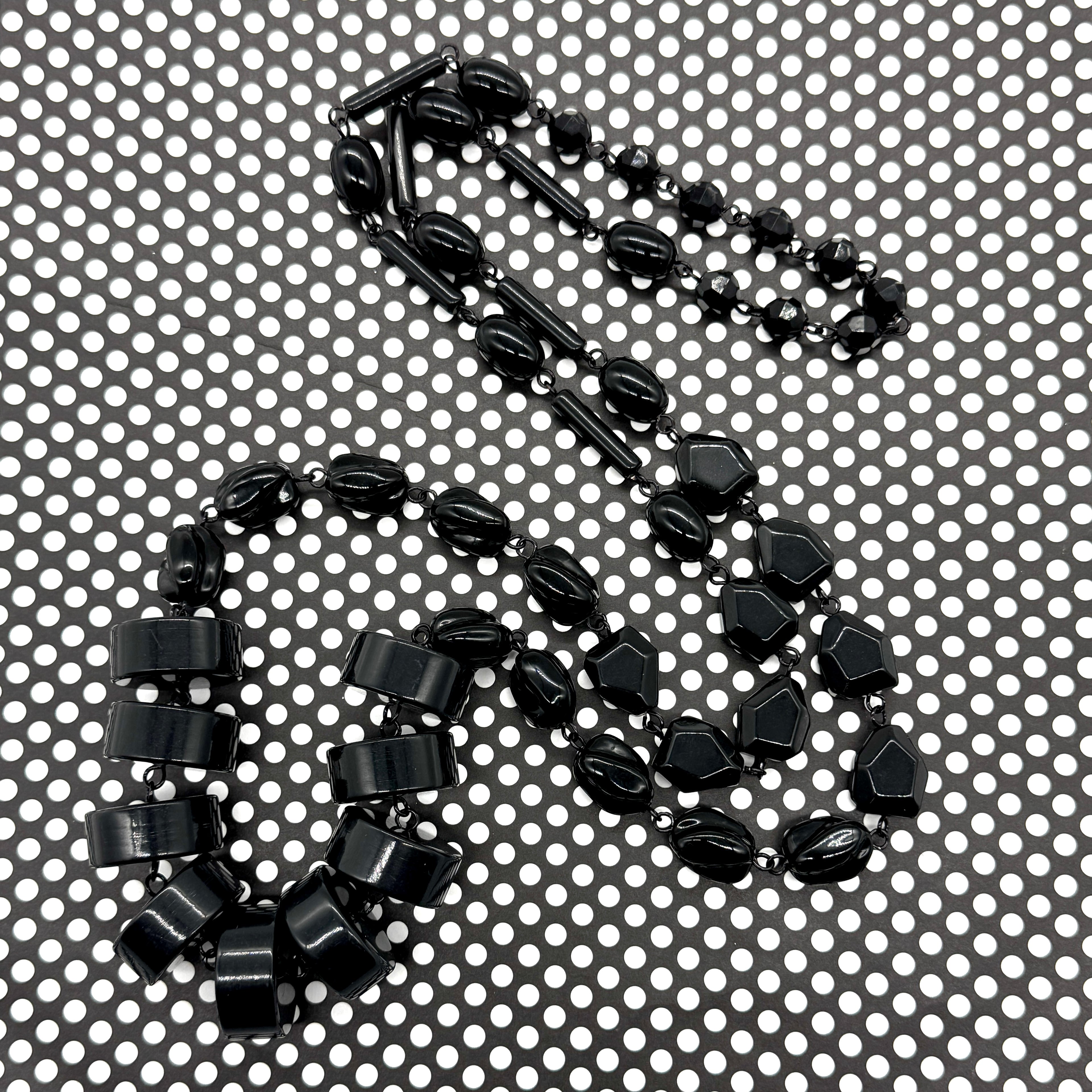 Midnight Stacked Rosary-Chained Rope Necklace