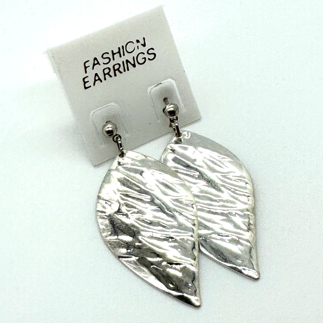 Silver Hammered Leaf Earrings - Kooky Deadstock Earrings *Final Sale