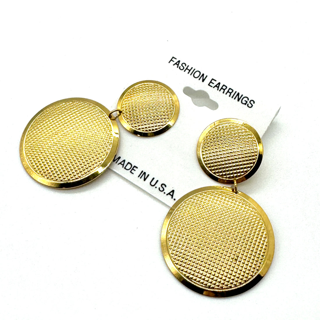 Golden Grid Double Drop Earrings - Kooky Deadstock Earrings *Final Sale