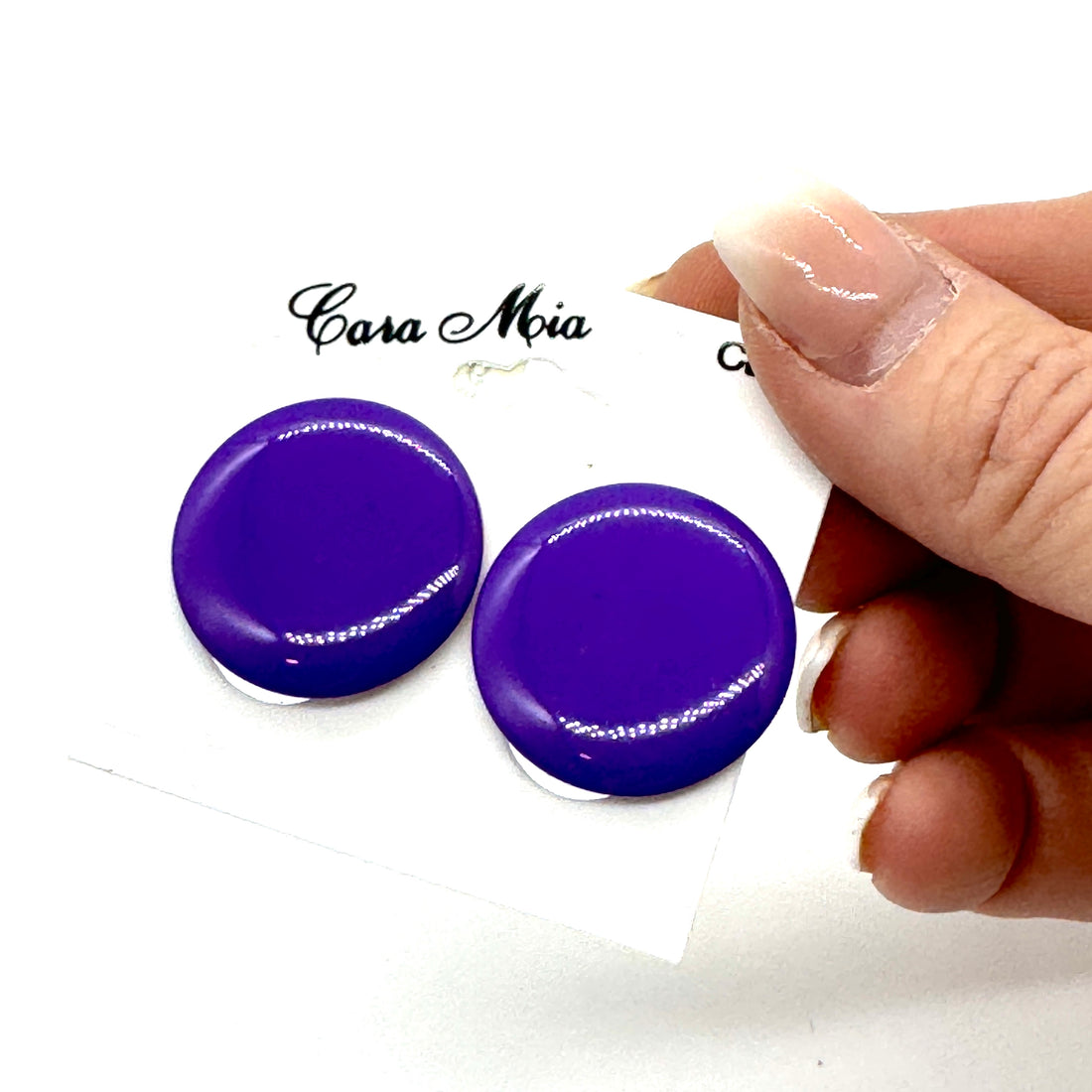 Purple Metal Button Studs - Kooky Deadstock Earrings *Final Sale