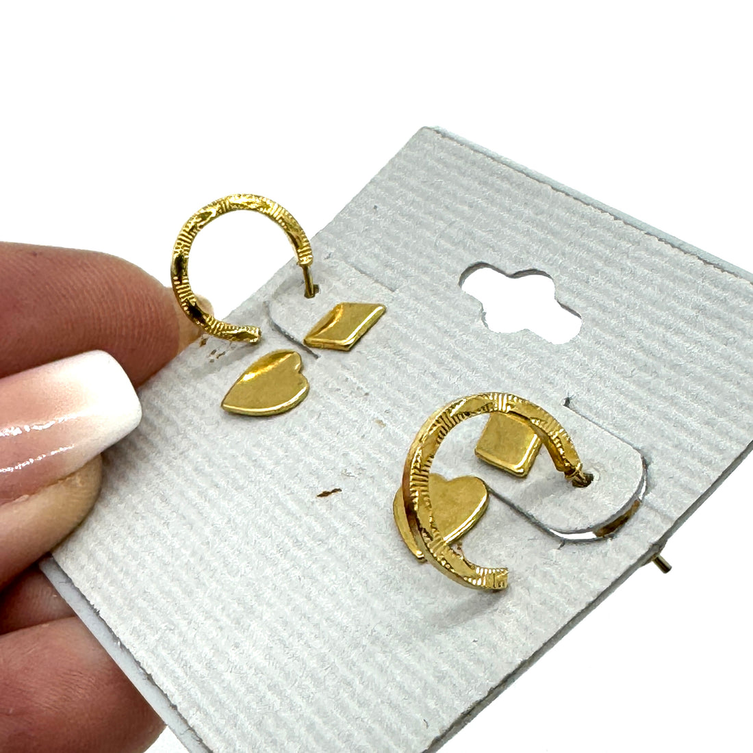 Gold Plated Set of 3 Hoop &amp; Stud Earrings - Kooky Deadstock Earrings *Final Sale