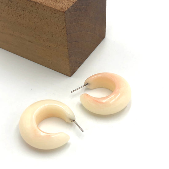 Peach & Cream Marbled Joy Hoop Earrings