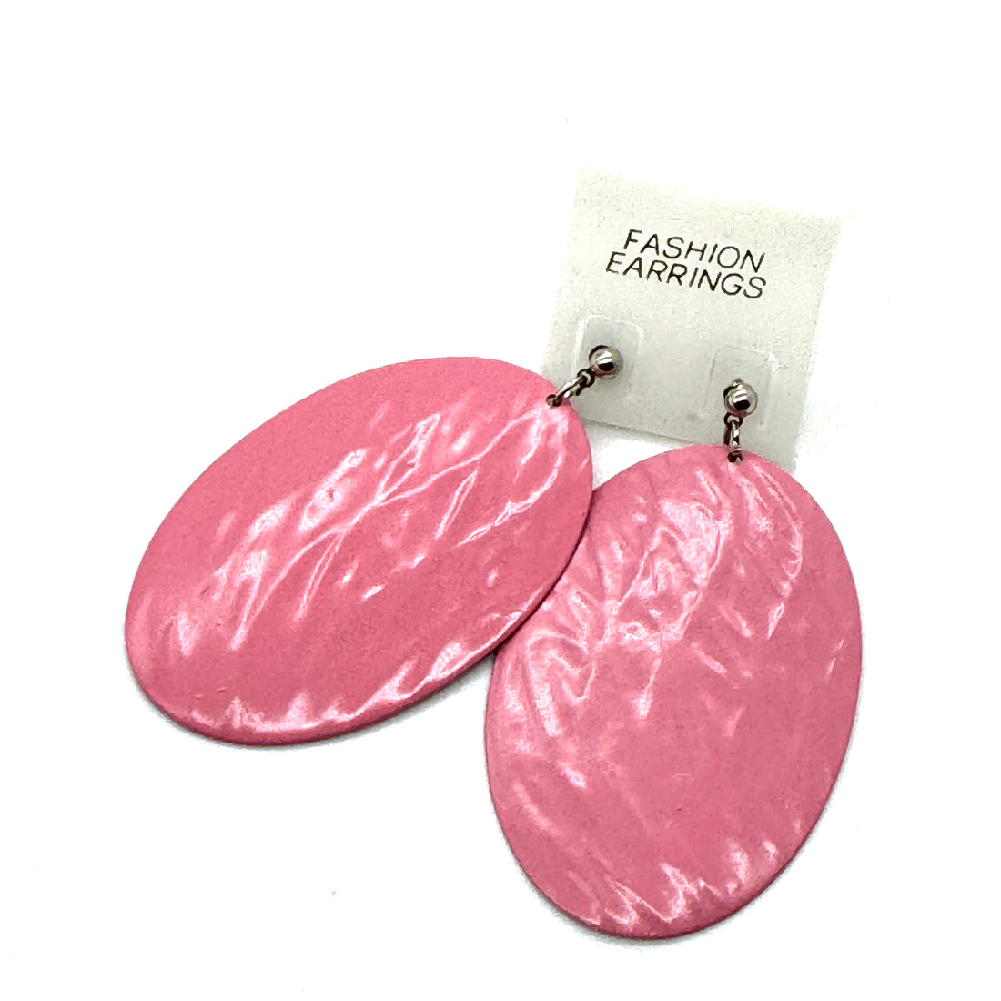 Pink Wavy Oval Earrings - Kooky Deadstock Earrings *Final Sale