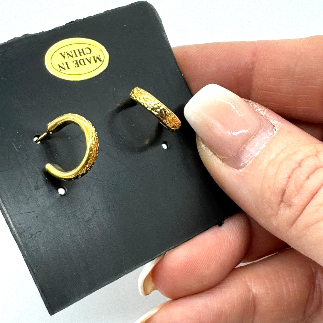 Mini Etched Gold Hoops - Kooky Deadstock Earrings