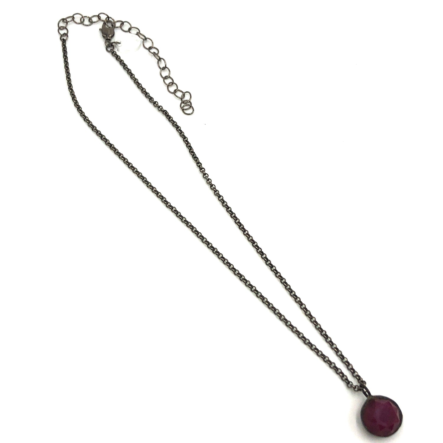 Violet Luster Facet &amp; Gun Metal Layering Necklace - Petite 16mm pendant *