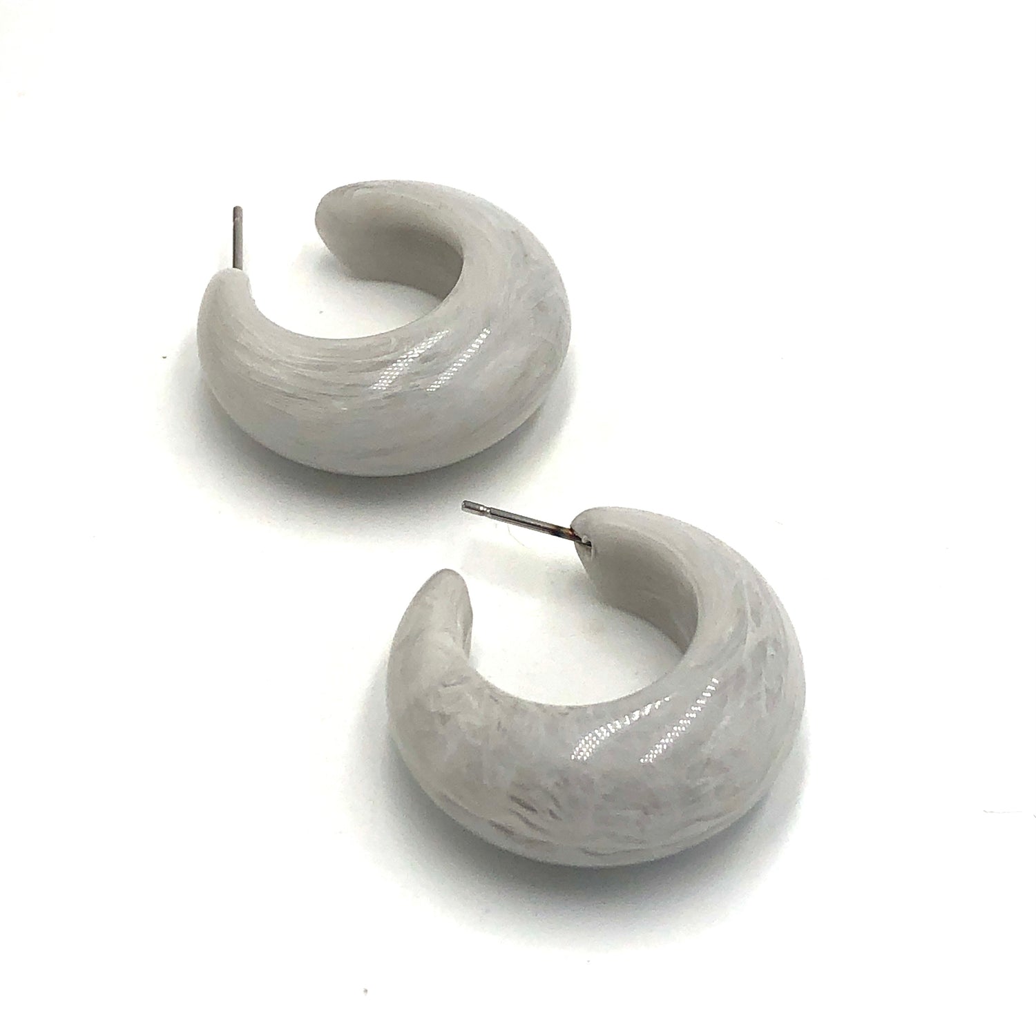 Grey Marbled Joy Hoop Earrings