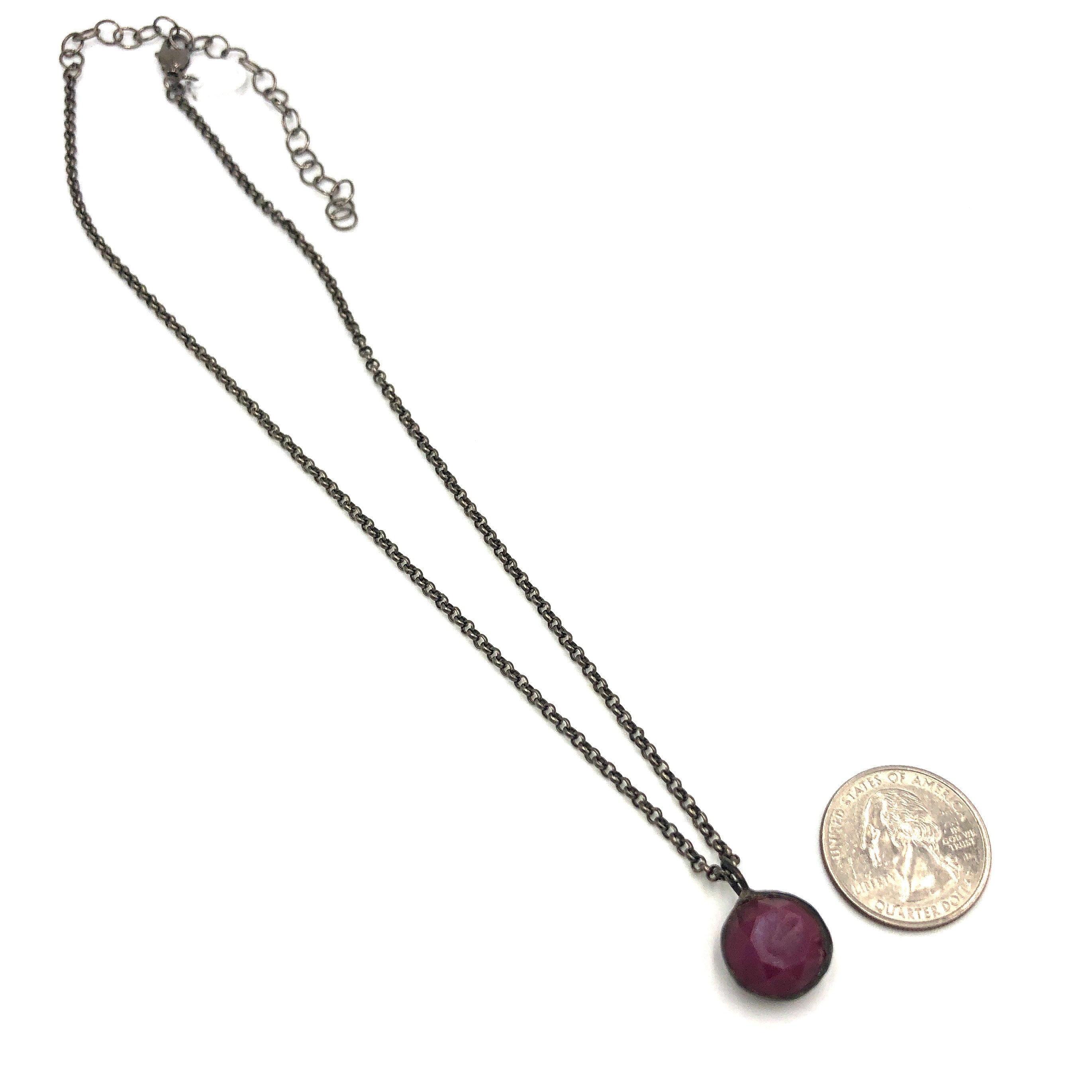 Violet Luster Facet &amp; Gun Metal Layering Necklace - Petite 16mm pendant *