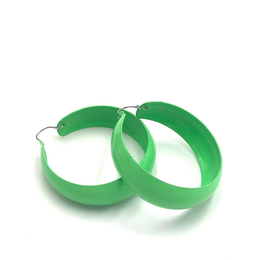 Grass Green Vintage Enamel Hoop Earrings