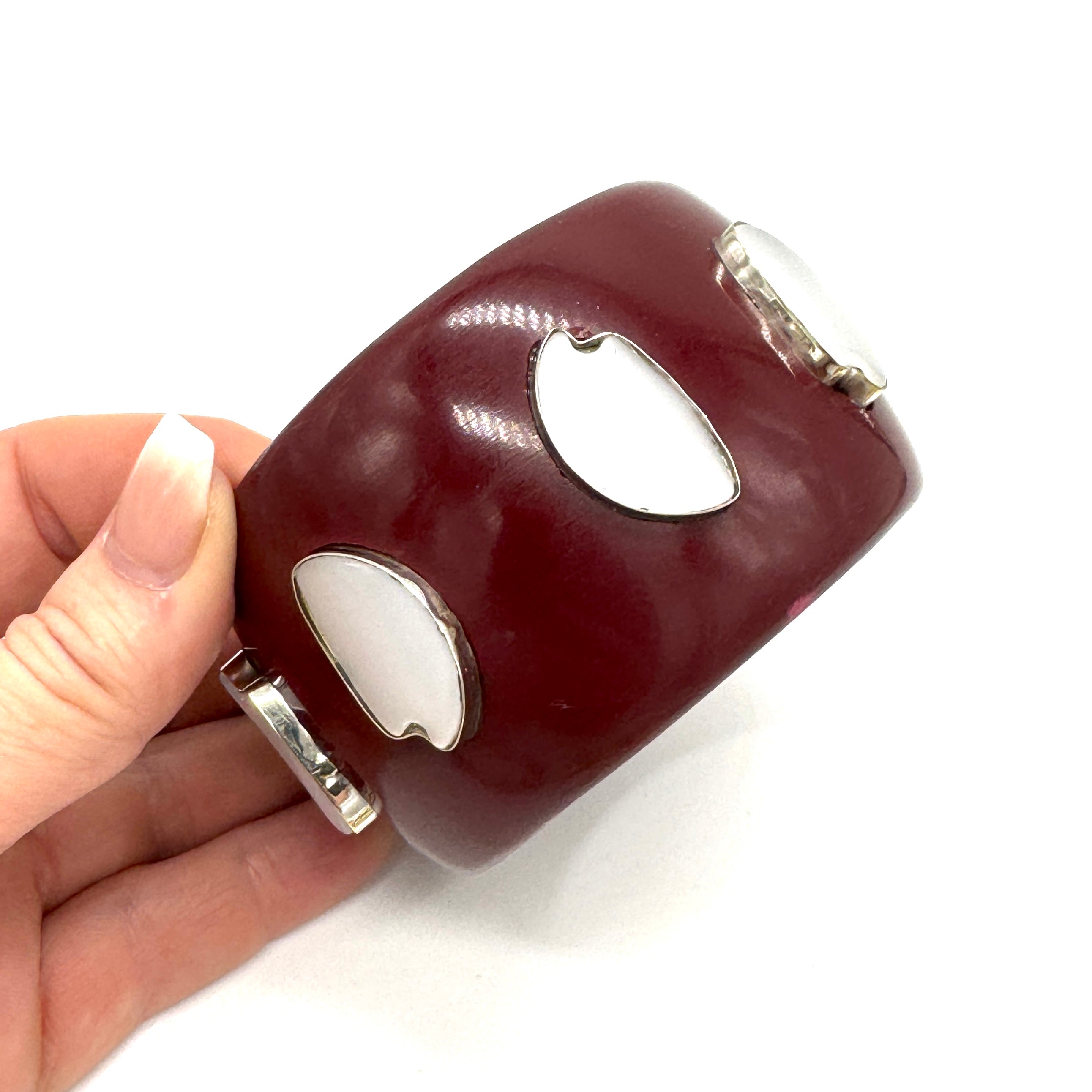 Chocolate Maroon &amp; White Moonglow Bangle