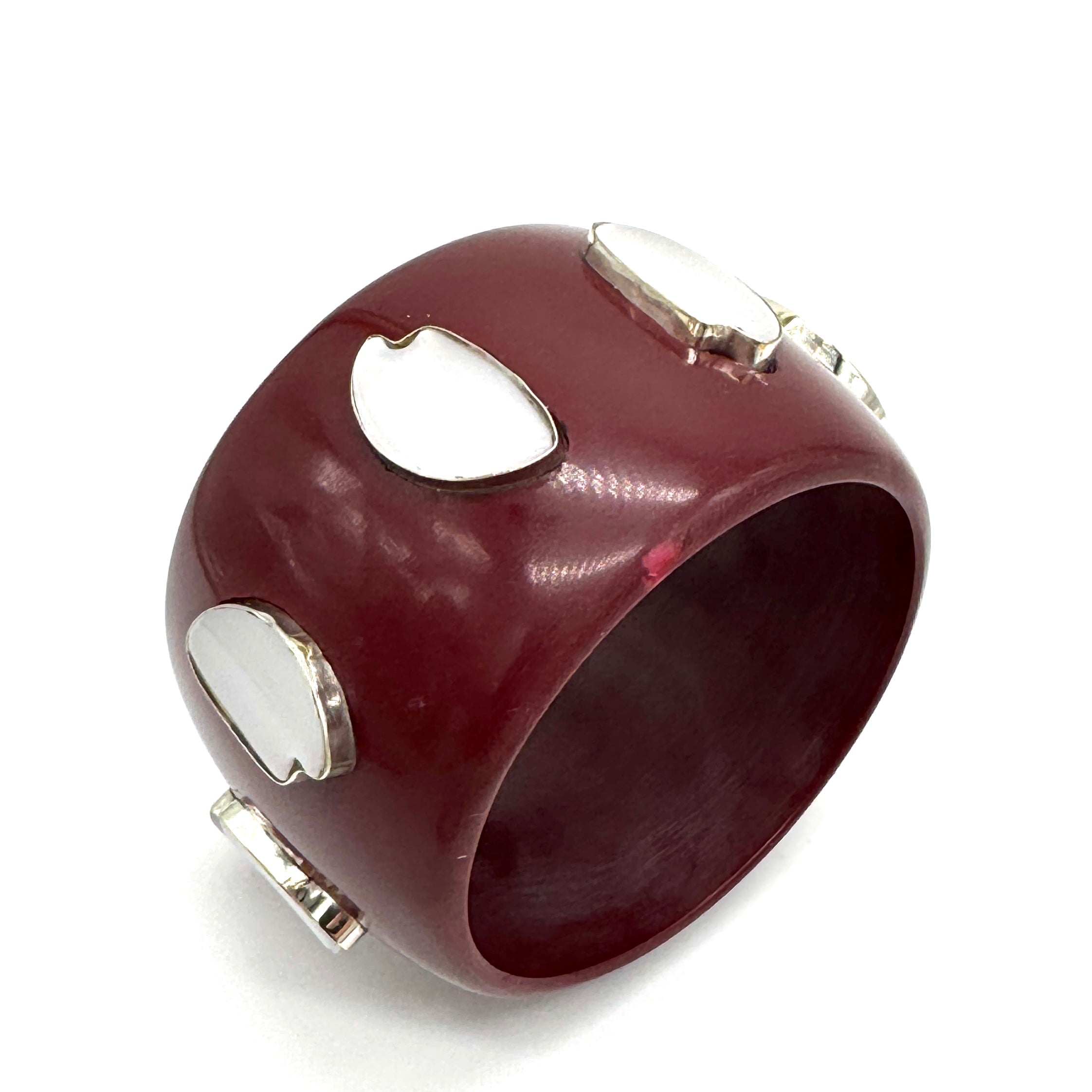 Chocolate Maroon &amp; White Moonglow Bangle