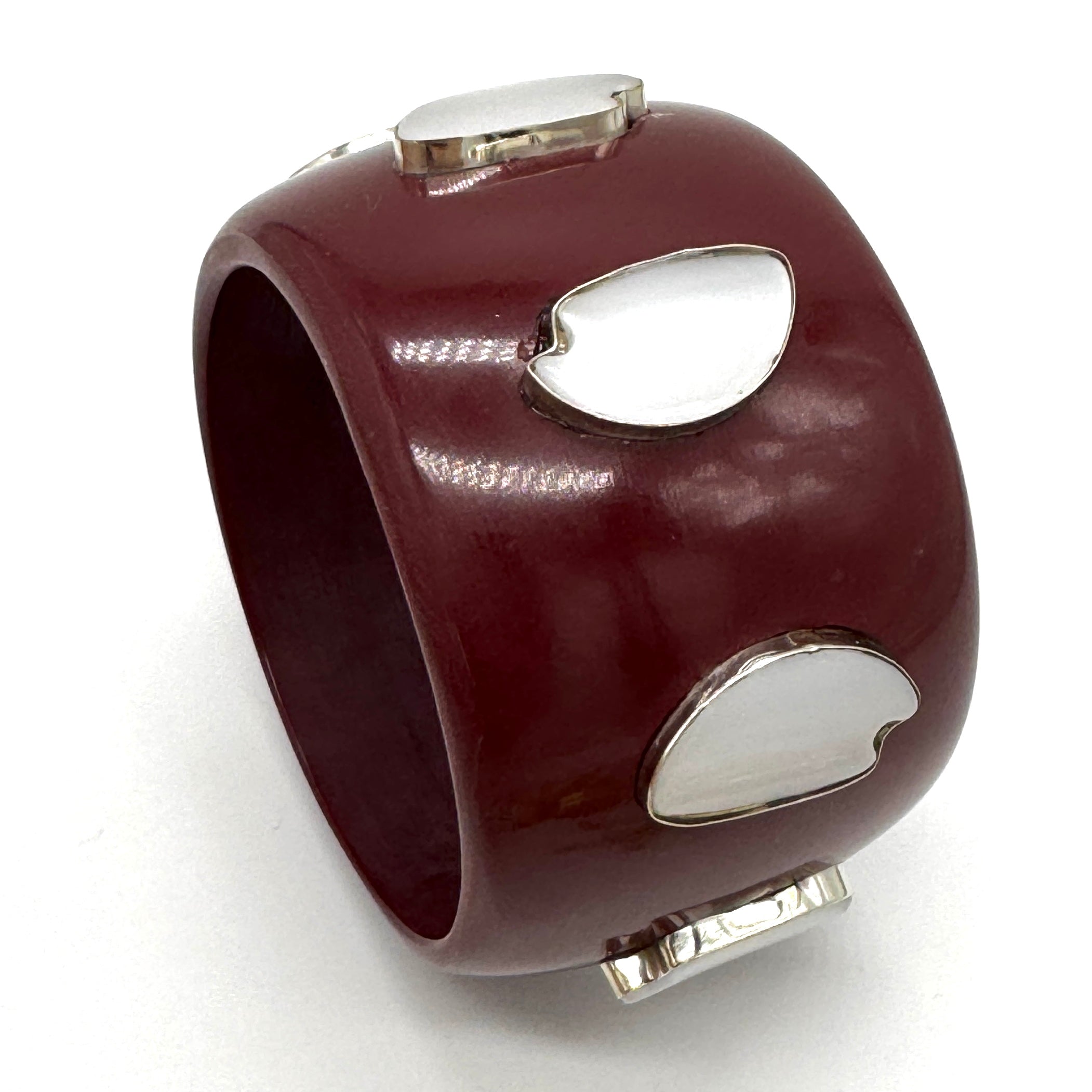 Chocolate Maroon &amp; White Moonglow Bangle