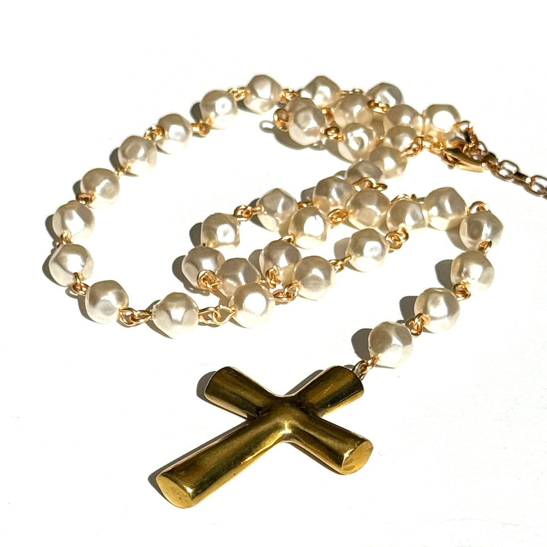Baroque Pearl Cross Y Necklace