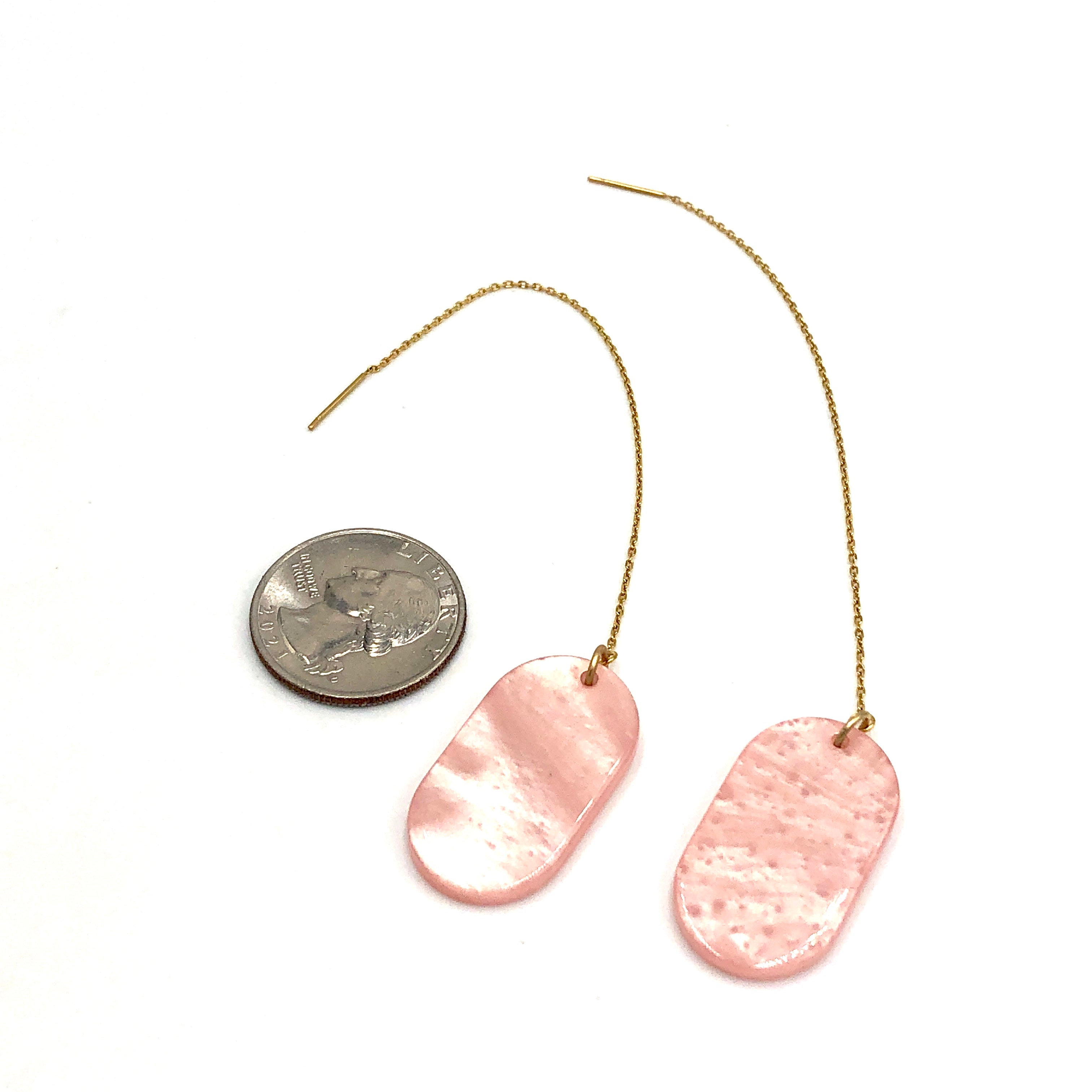 pink chain drop earrings