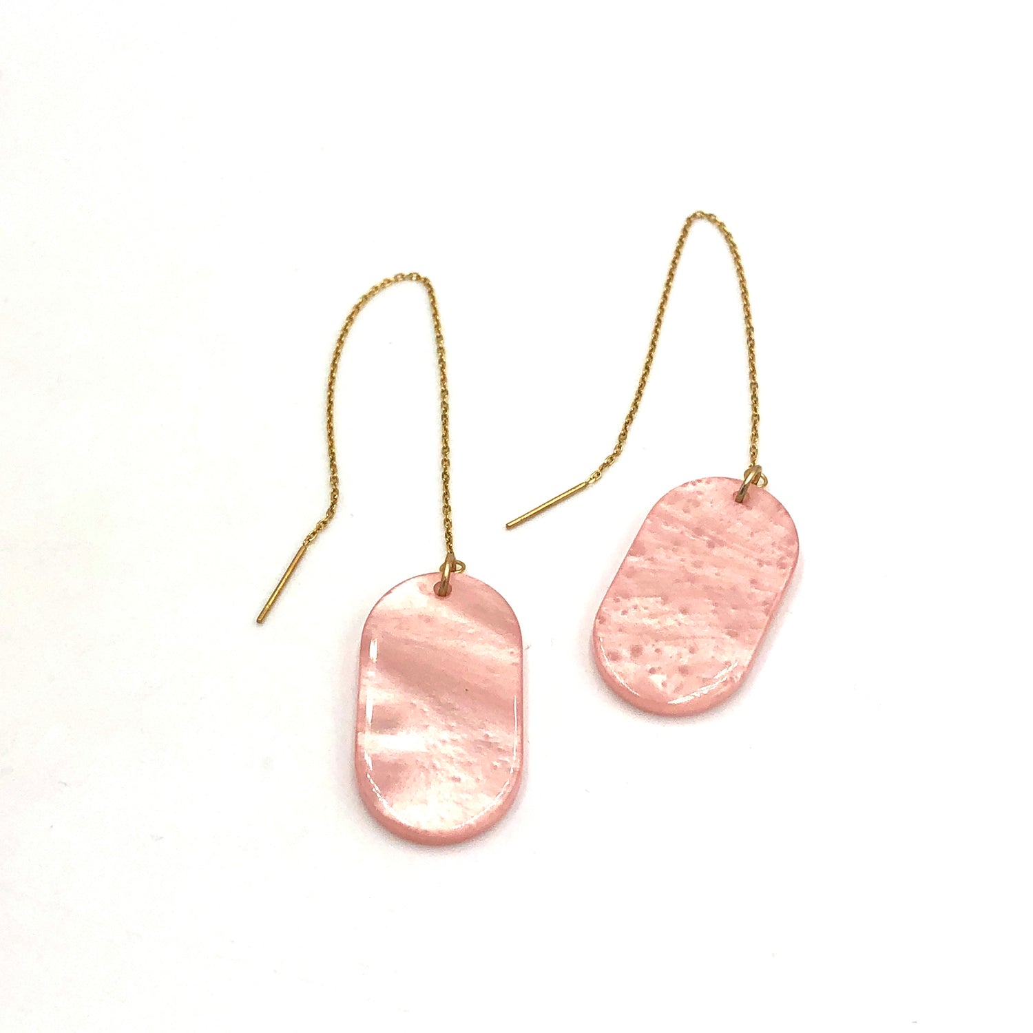 light pink threader earrings
