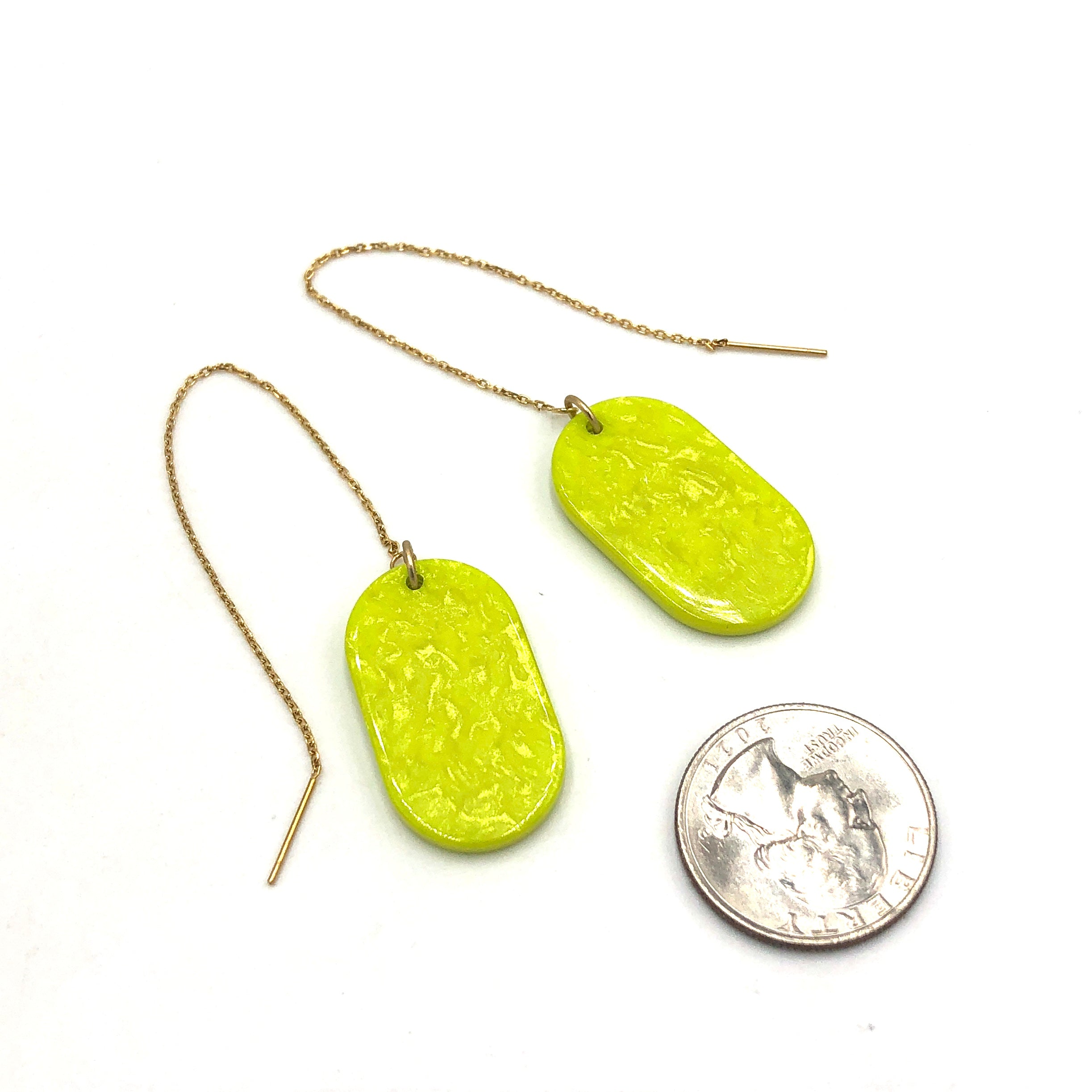 Lime Tag Threader Earrings