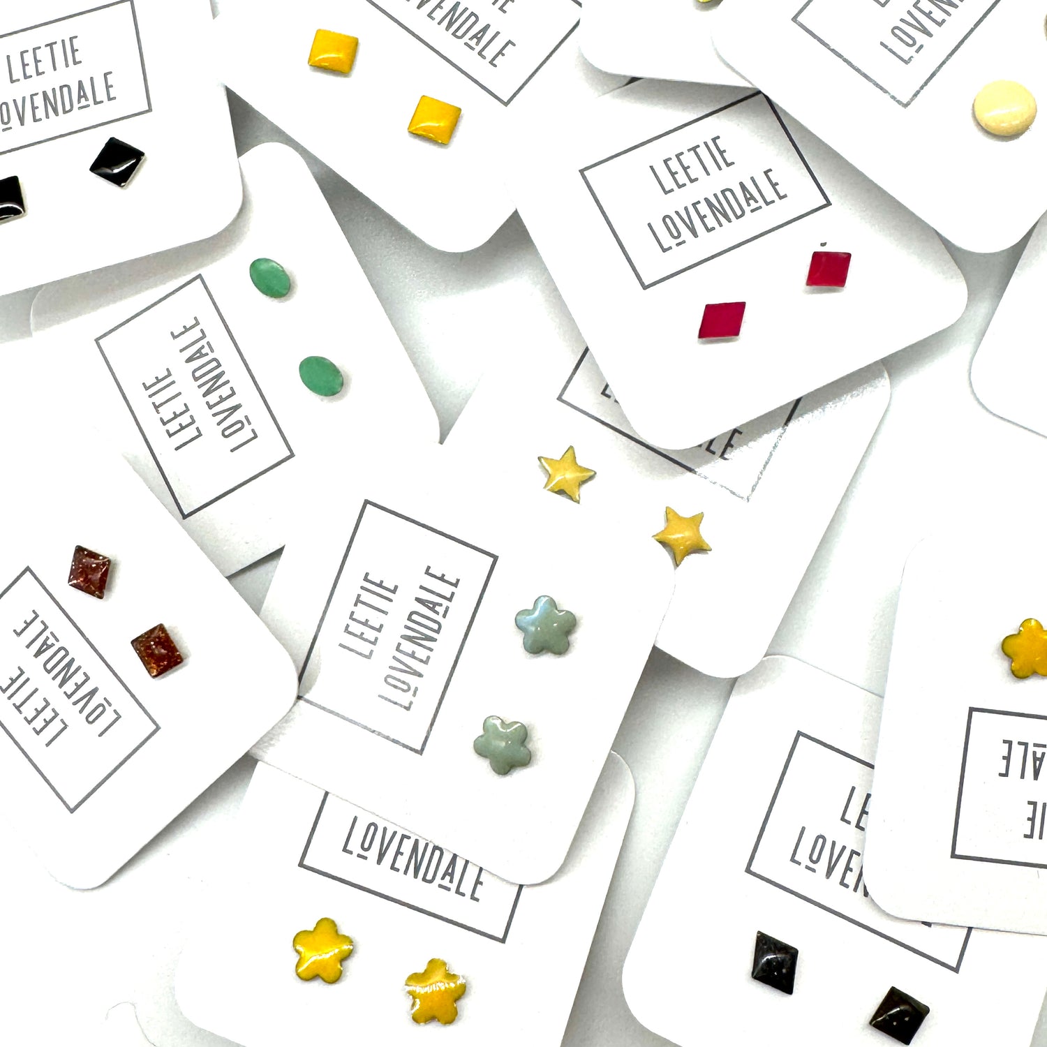 Raspberry Glitter Square Studs - Little Deadstock Vintage Enamel Stud Earrings