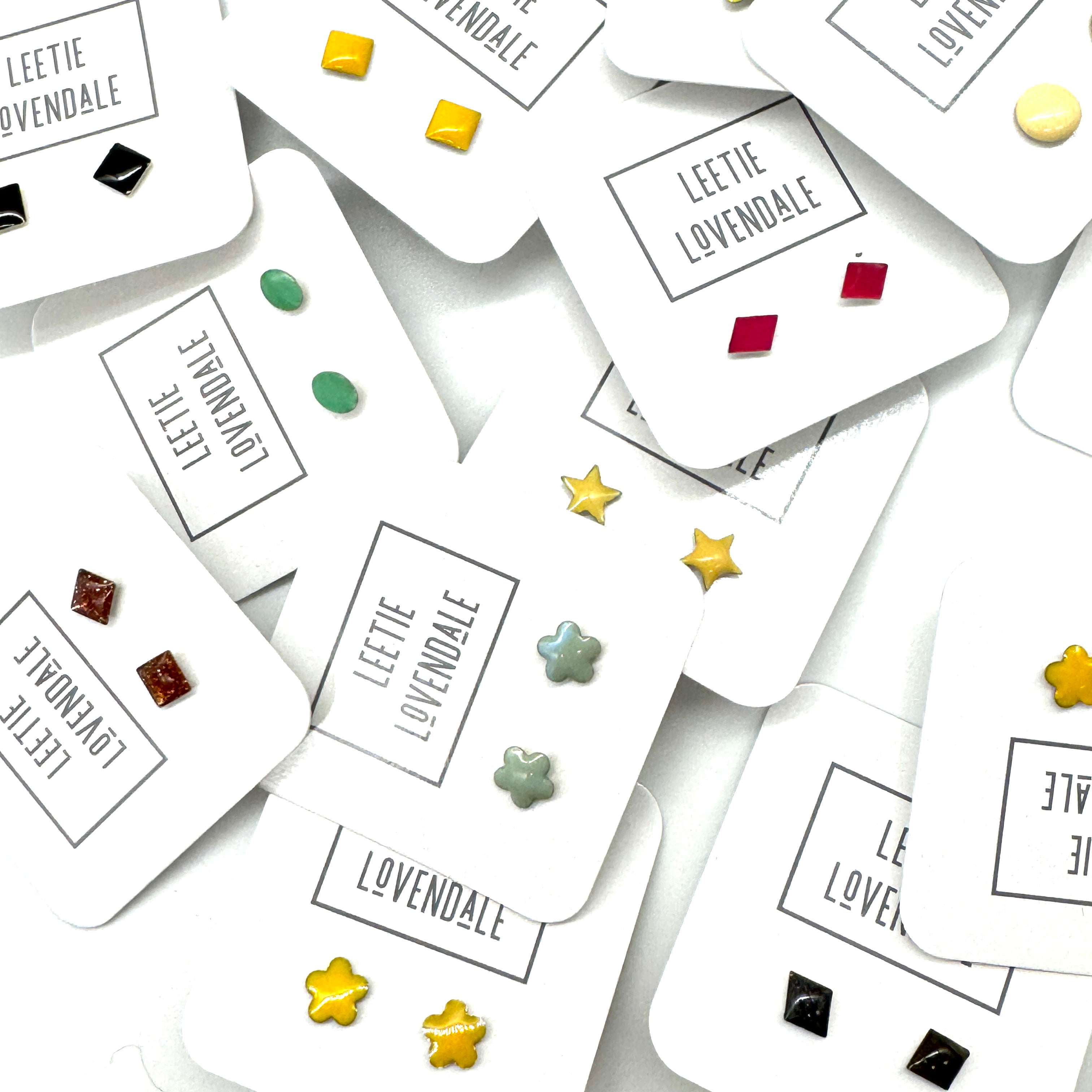 Raspberry Glitter Square Studs - Little Deadstock Vintage Enamel Stud Earrings