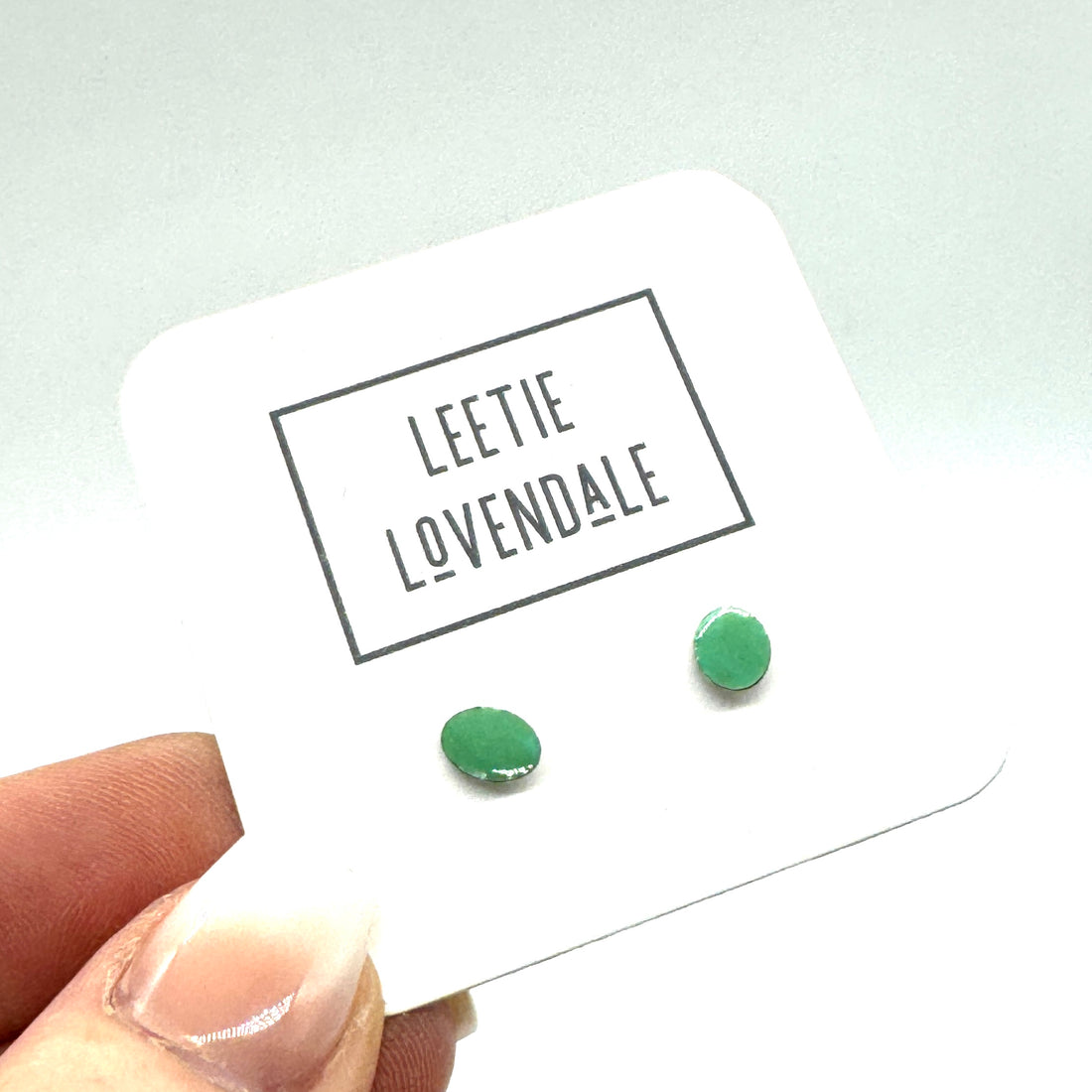 Mint Green Oval Studs - Little Deadstock Vintage Enamel Stud Earrings