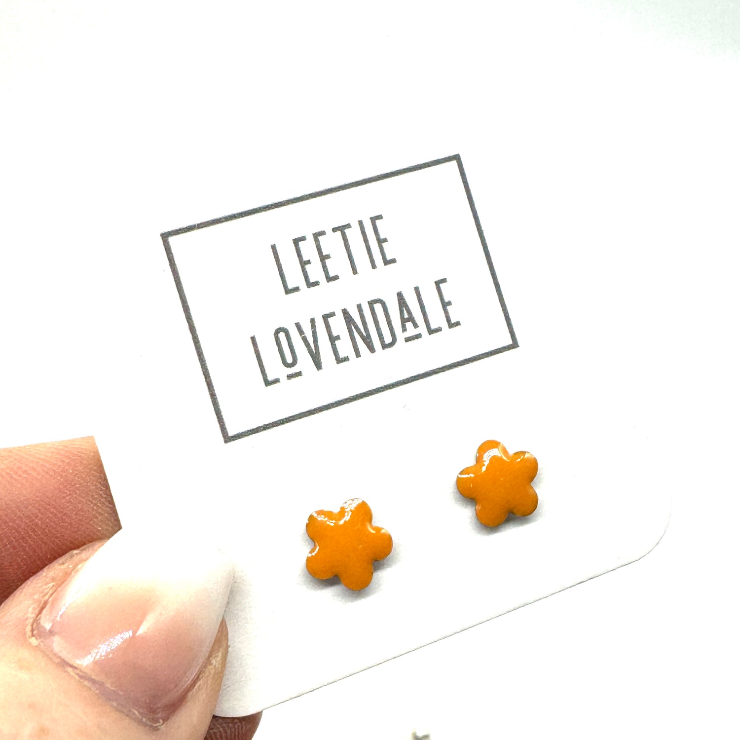 Tangerine Daisy Studs - Little Deadstock Vintage Enamel Stud Earrings