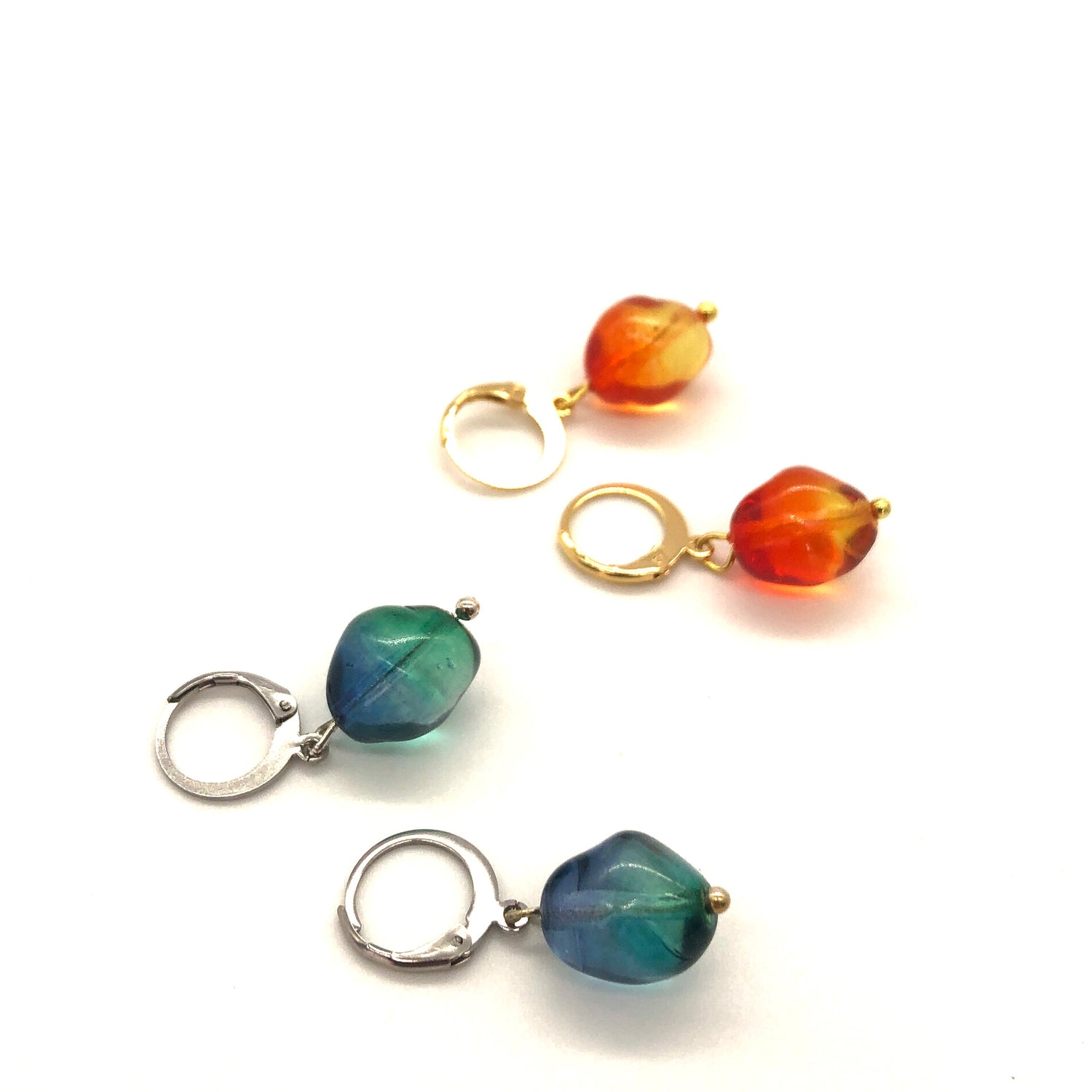 Fire &amp; Water Glass Drop Earrings