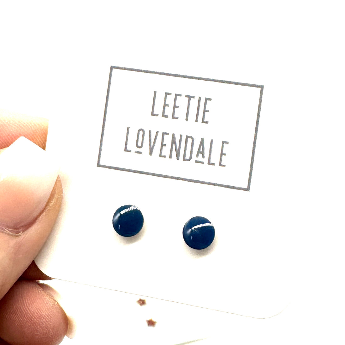 Navy Circle Studs - Little Deadstock Vintage Enamel Stud Earrings