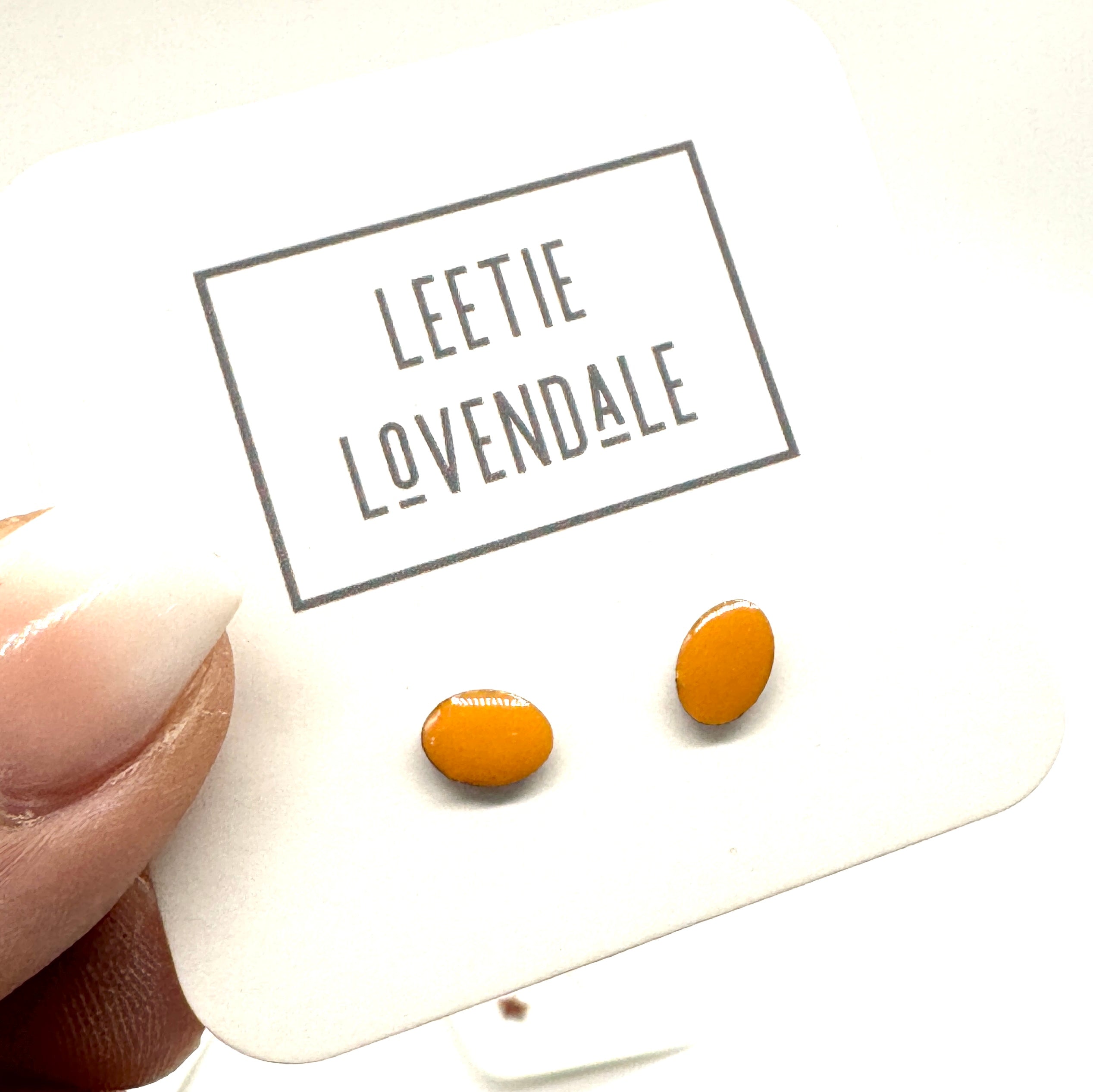Tangerine Oval Studs - Little Deadstock Vintage Enamel Stud Earrings