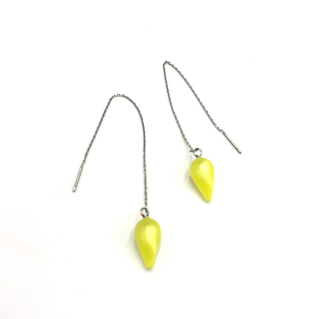 Citrus Yellow Moonglow Spike Threader Earrings