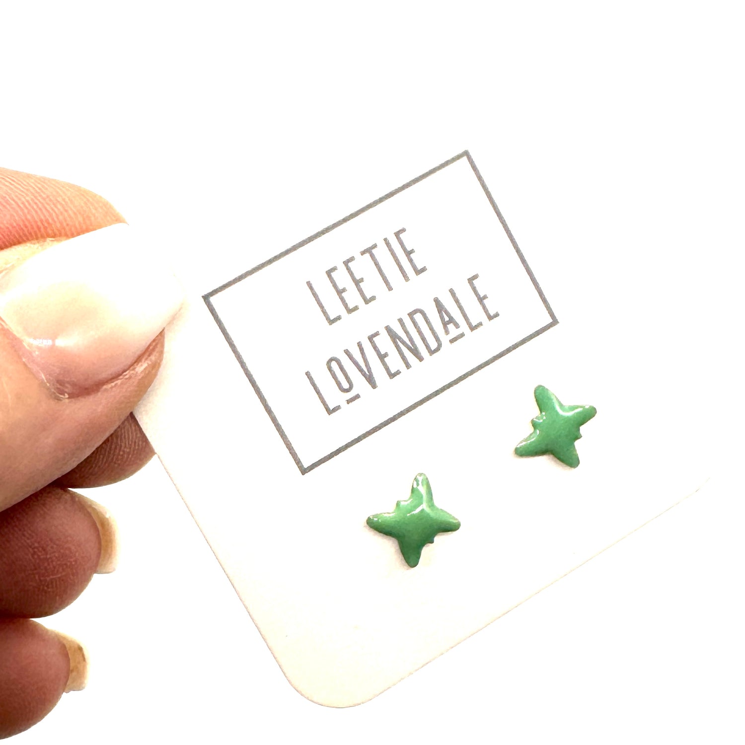 Mint Green Butterfly Studs - Little Deadstock Vintage Enamel Stud Earrings