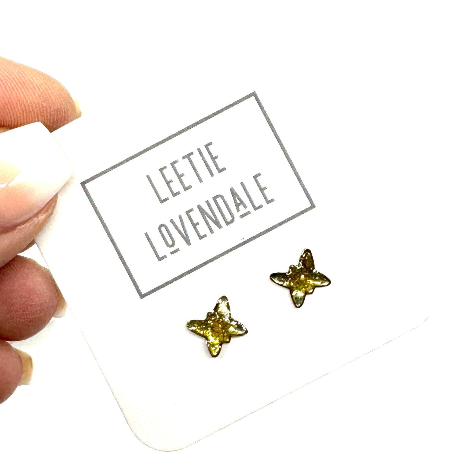 Gold Glitter Butterfly Studs - Little Deadstock Vintage Enamel Stud Earrings