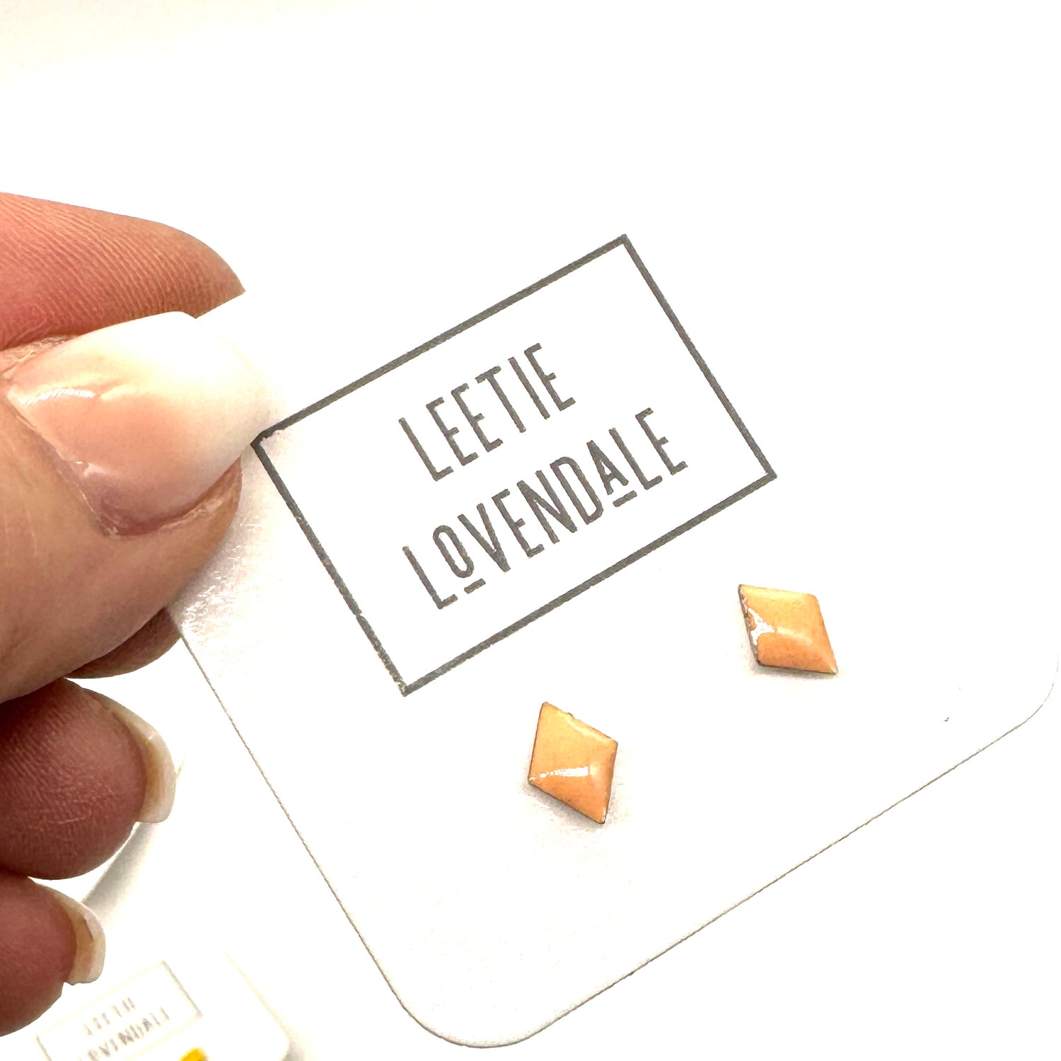 Peach Diamond Studs - Little Deadstock Vintage Enamel Stud Earrings