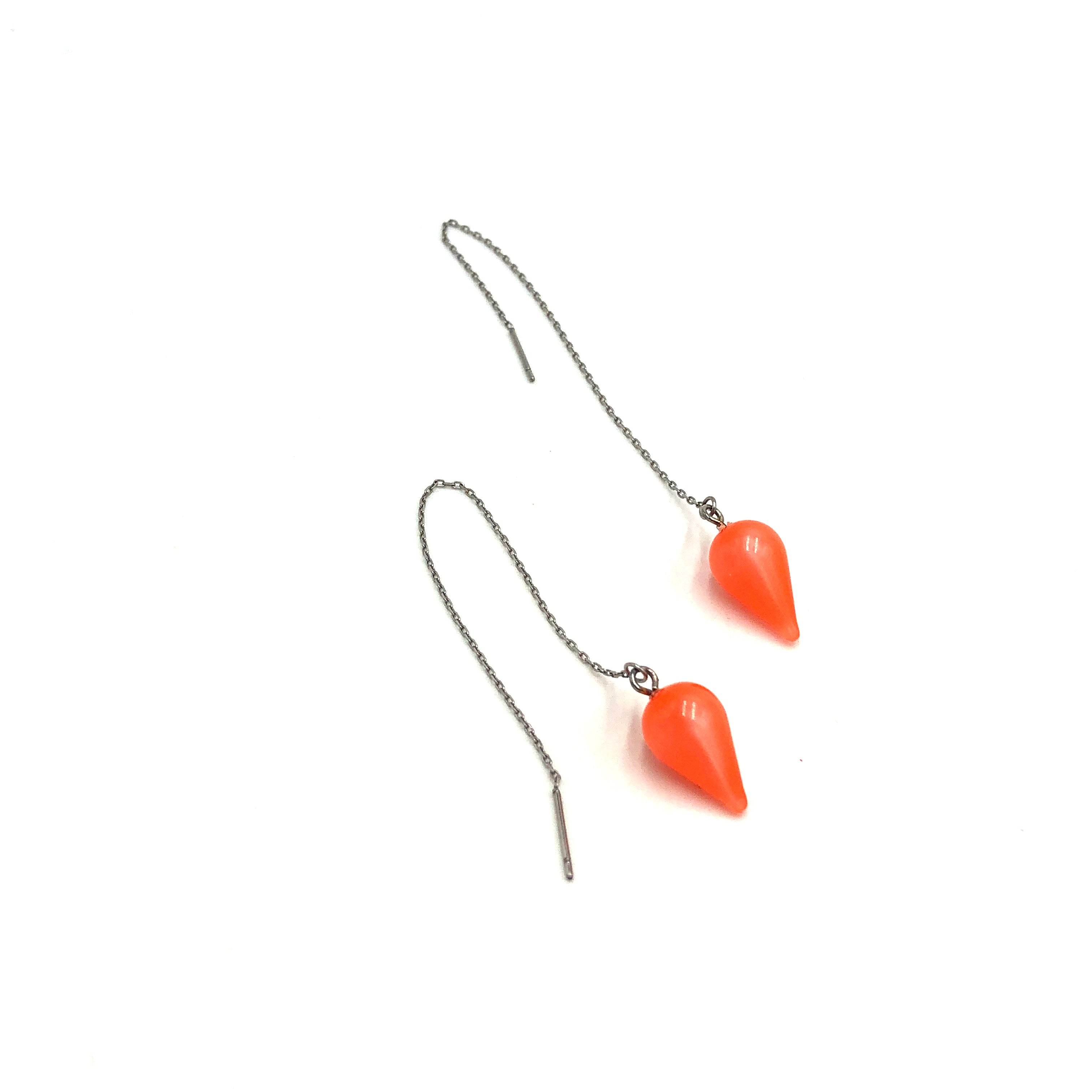 Neon Melon Moonglow Spike Threader Earrings