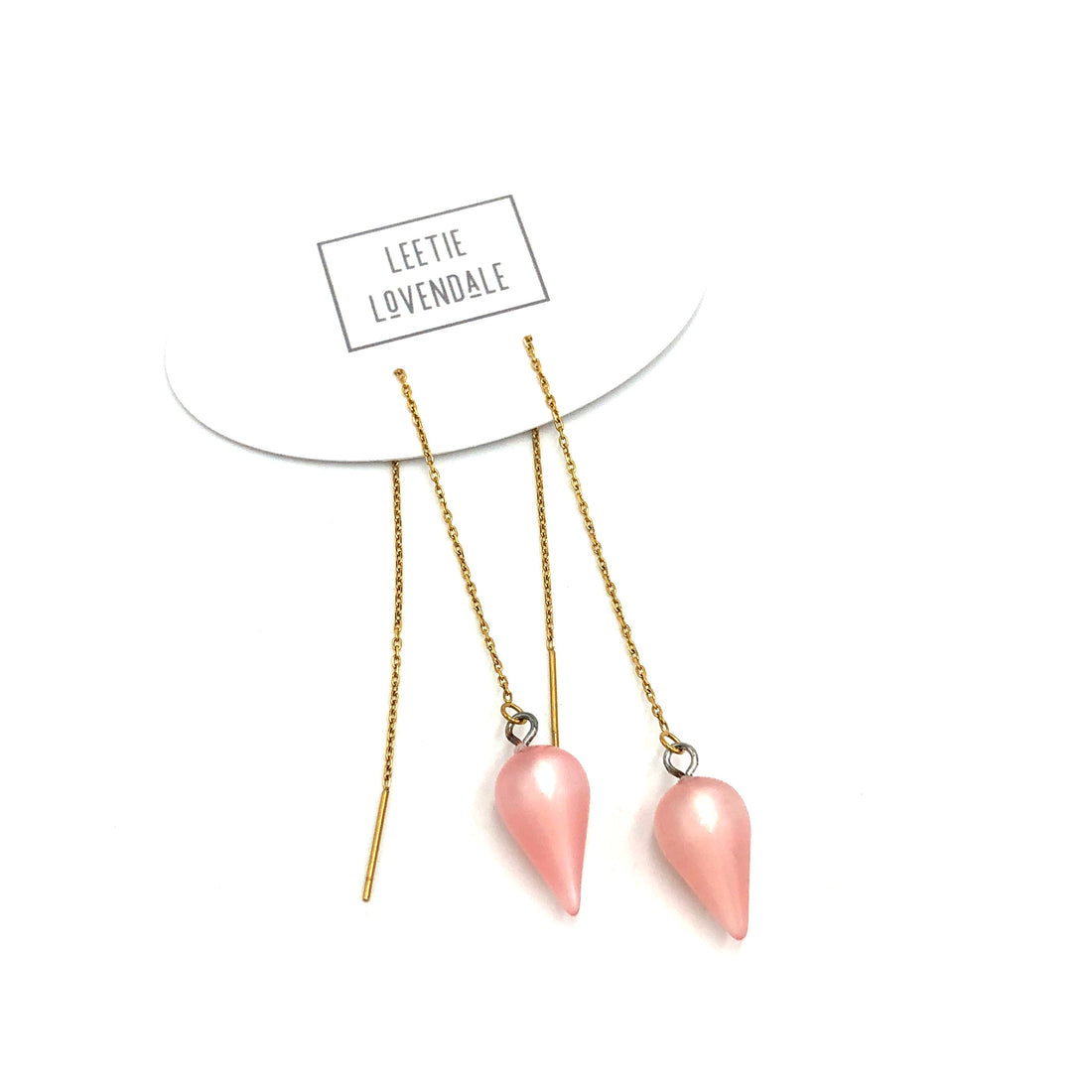 Light Pink Moonglow Spike Threader Earrings